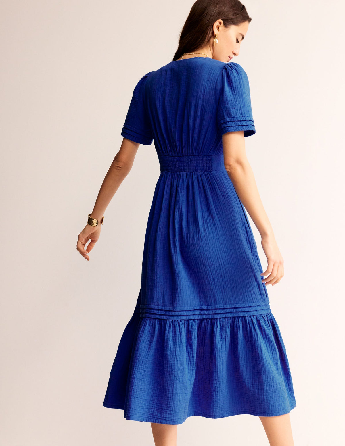 Eve Double Cloth Midi Dress-Indigo Bunting - Image 4