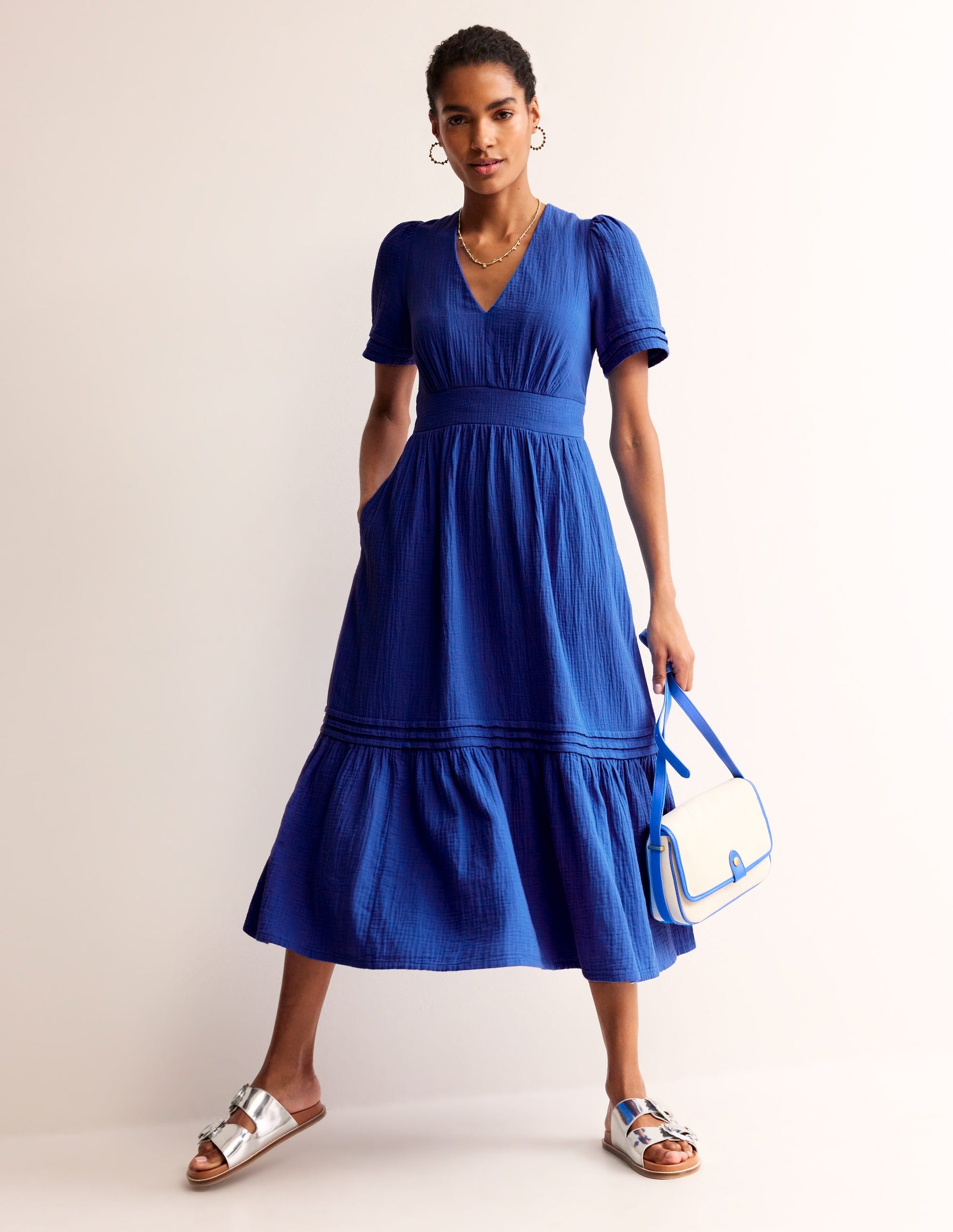 Eve Double Cloth Midi Dress-Indigo Bunting-6