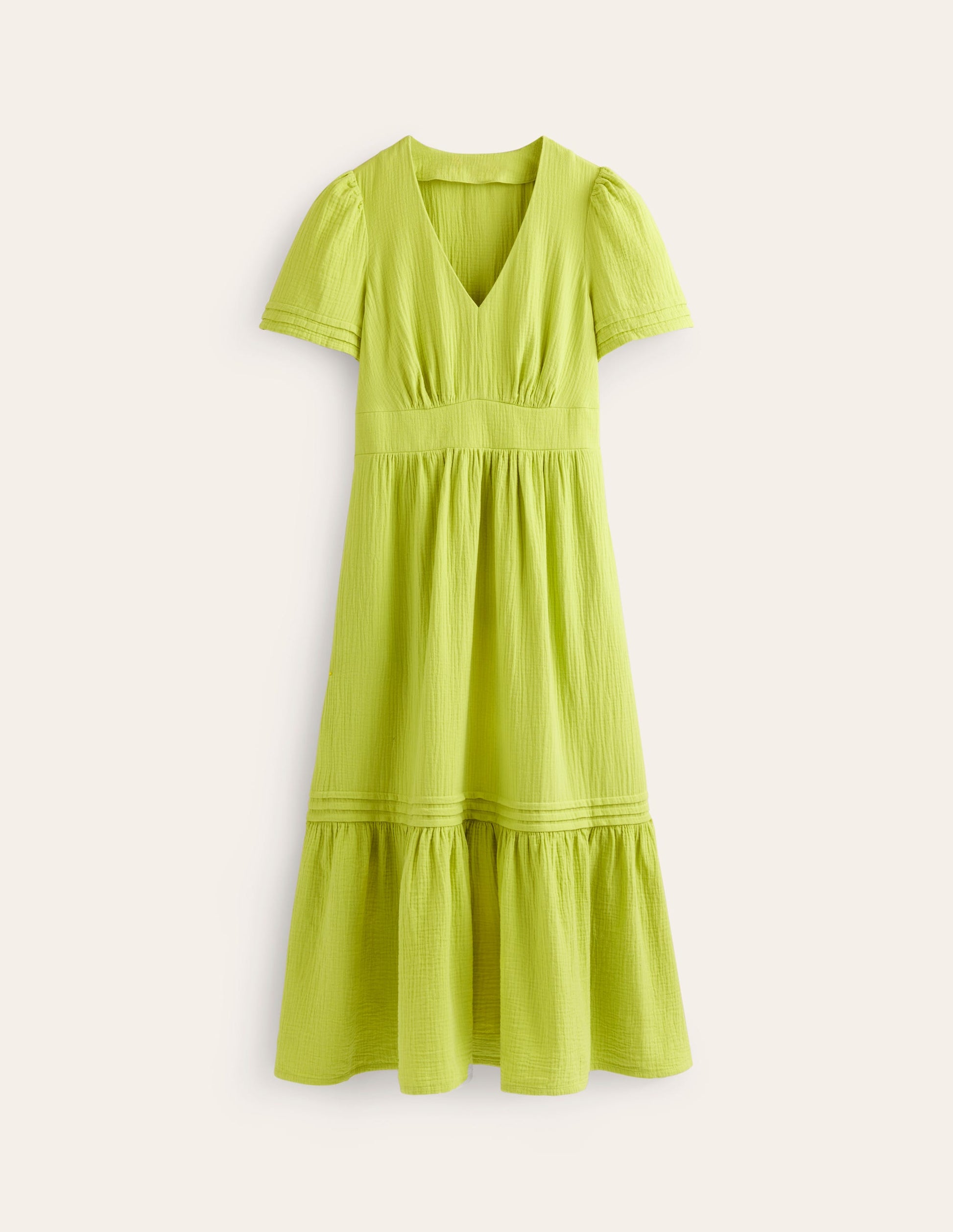 Eve Double Cloth Midi Dress-Chartreuse-8