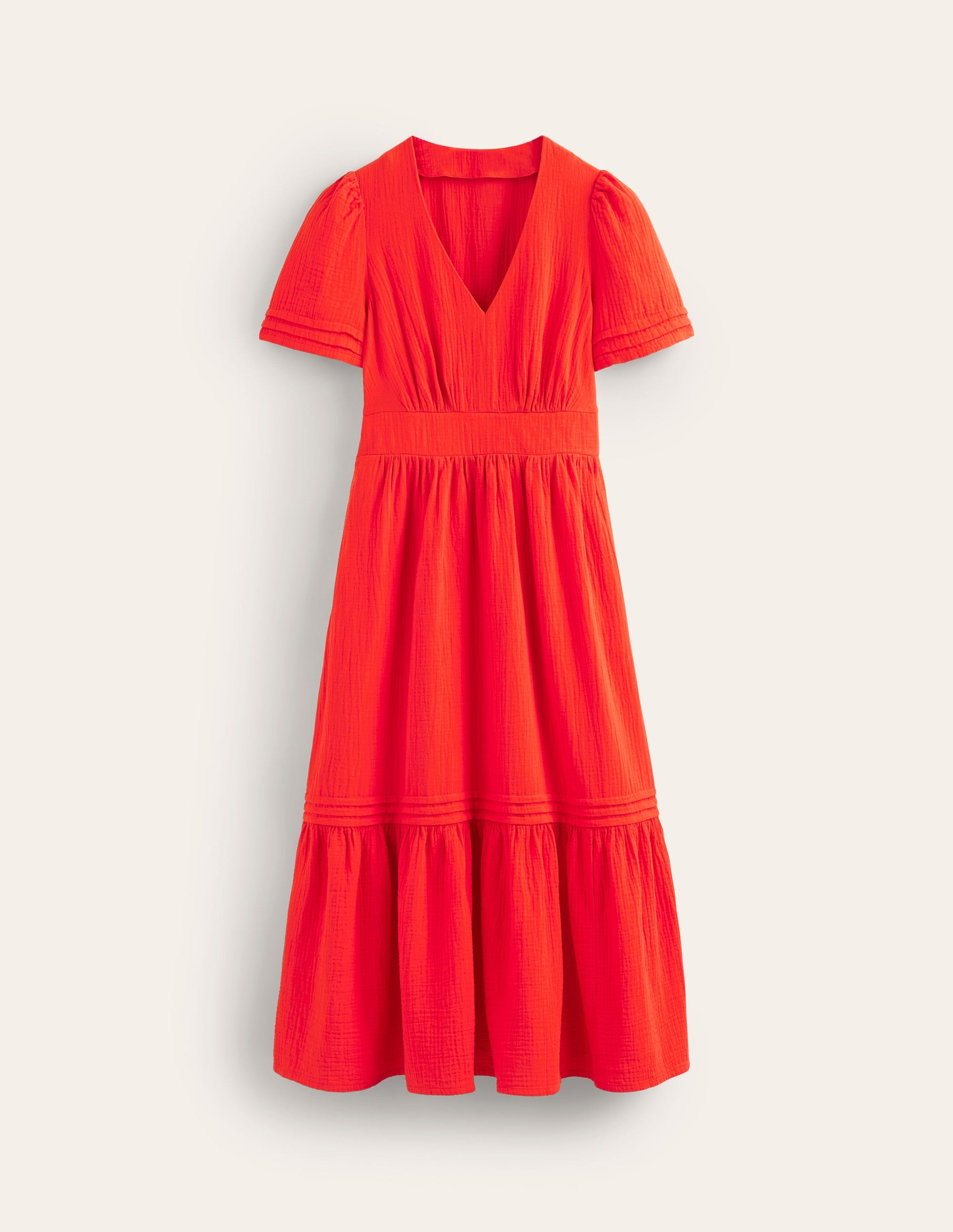 Eve Double Cloth Midi Dress-Flame Scarlet-6