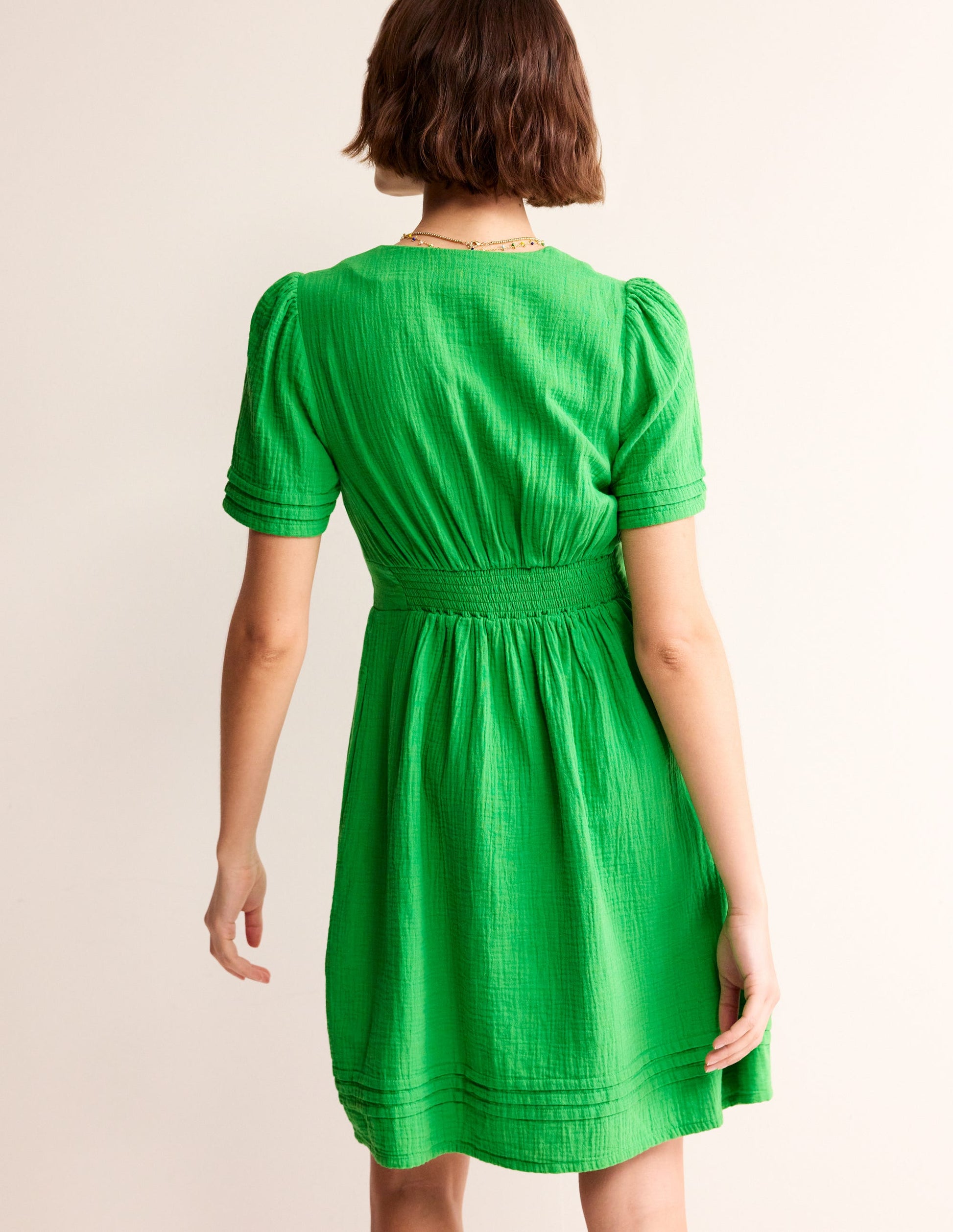 Eve Double Cloth Short Dress-Kelly Green-3