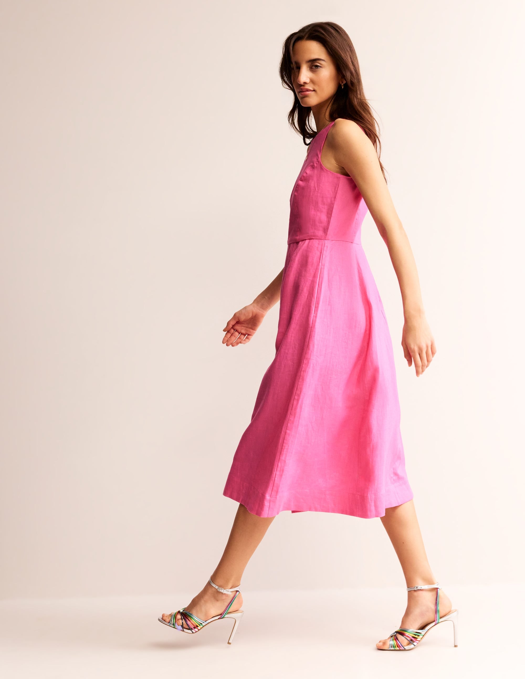 Carla Linen Midi Dress-Sangria Sunset - Image 1