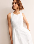 Carla Linen Midi Dress-White