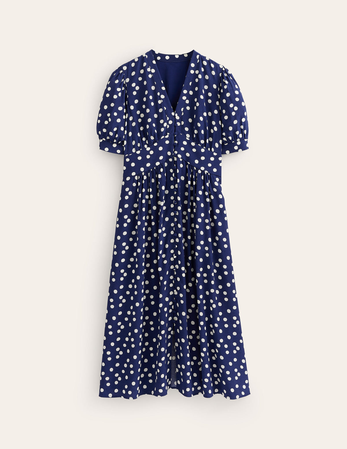 Elsa Midi Tea Dress-Navy Spot-9