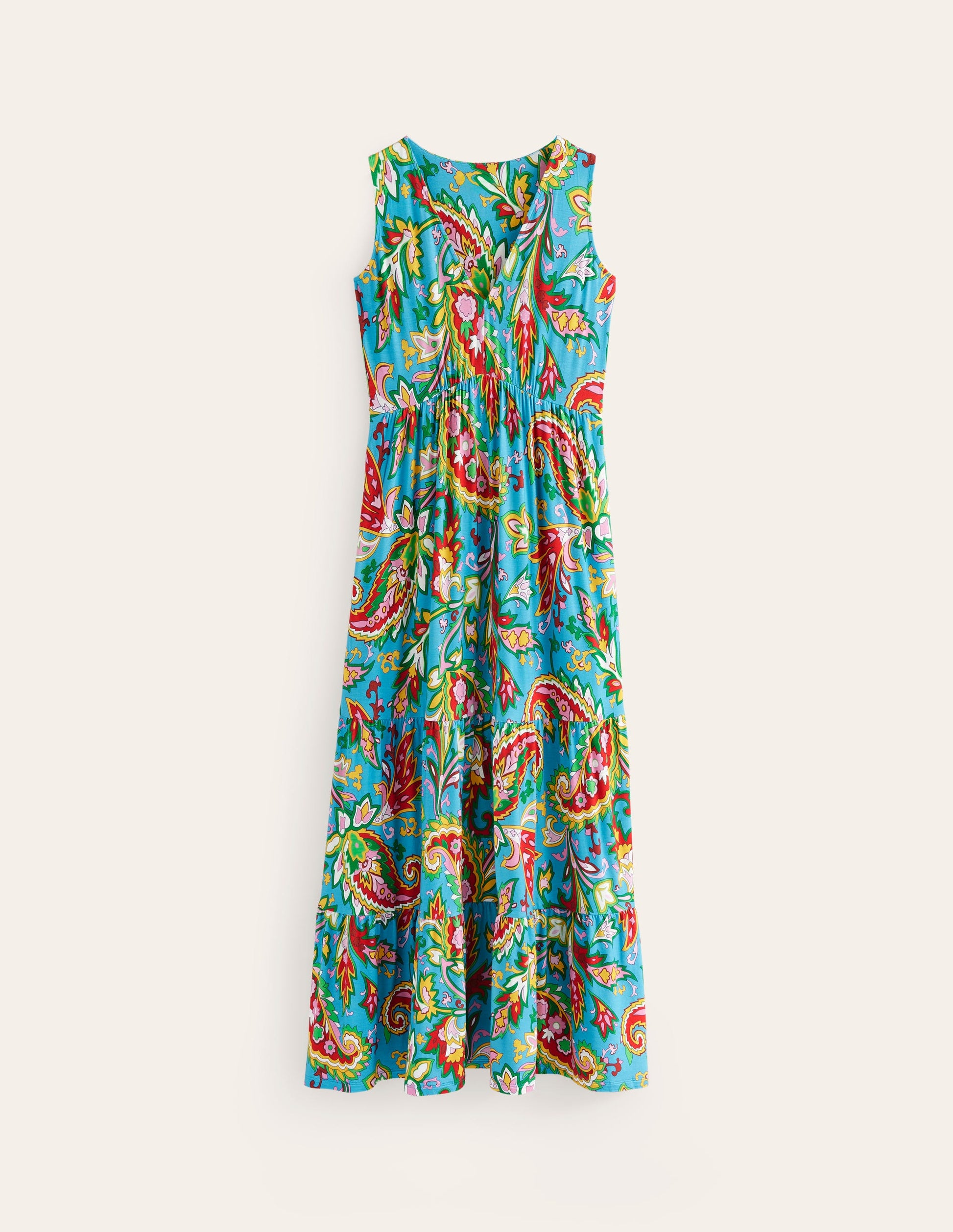 Sylvia Jersey Maxi Tier Dress-Vivid Blue, Paisley Azure-6