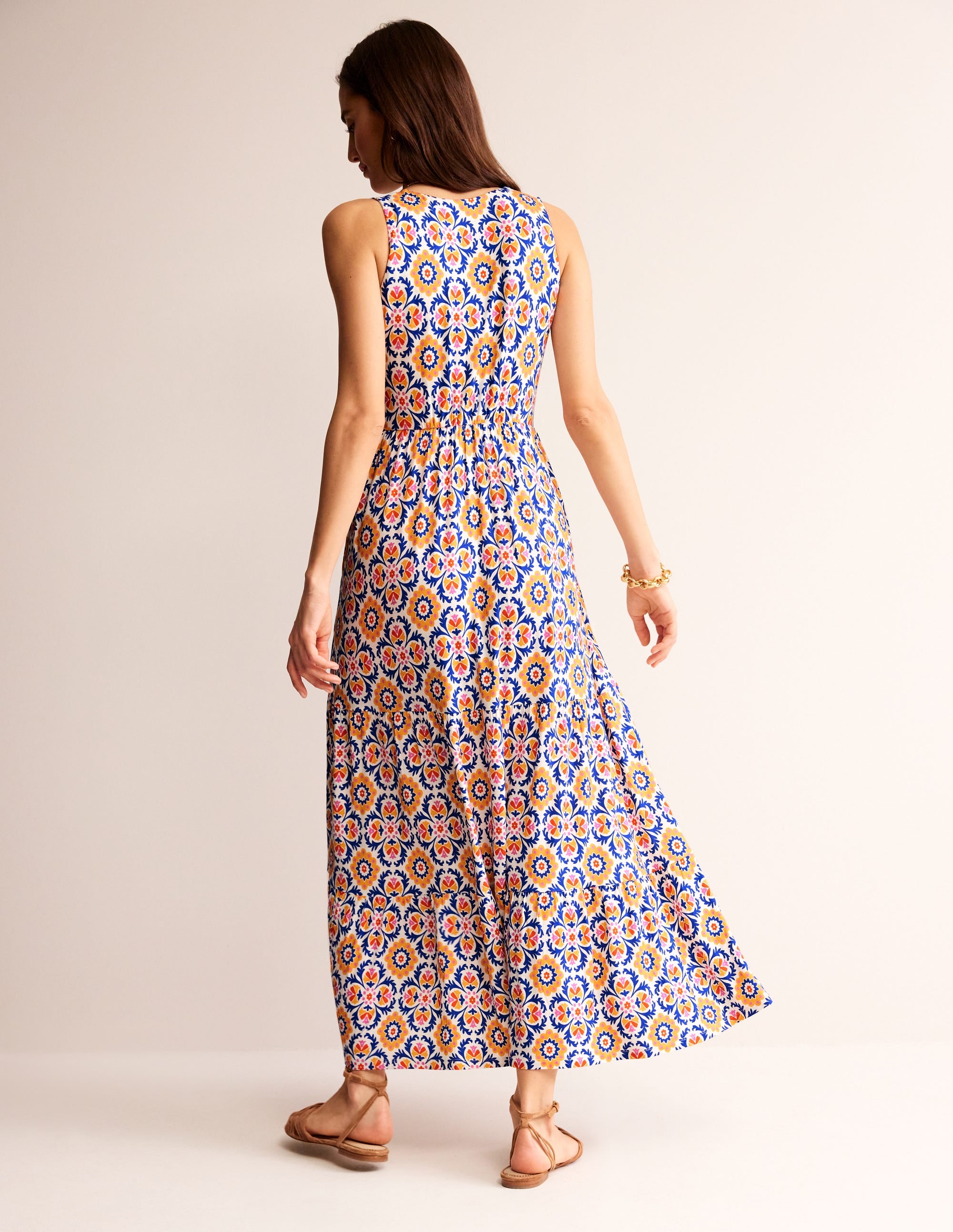 Sylvia Jersey Maxi Tier Dress-Artisan’s Gold, Mosaic Bloom - Image 3