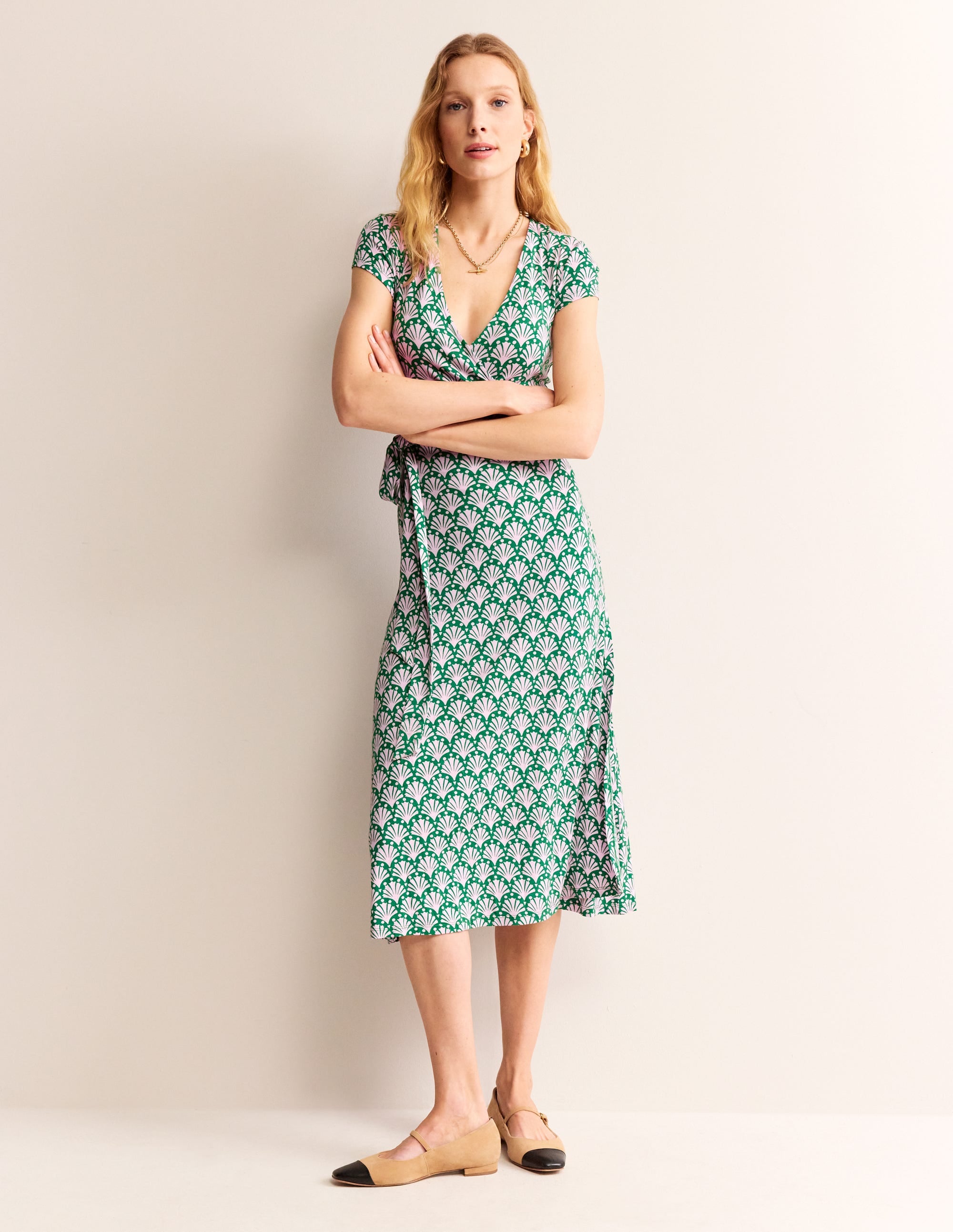 Joanna Cap Sleeve Wrap Dress-Sweet Lilac, Shells - Image 1