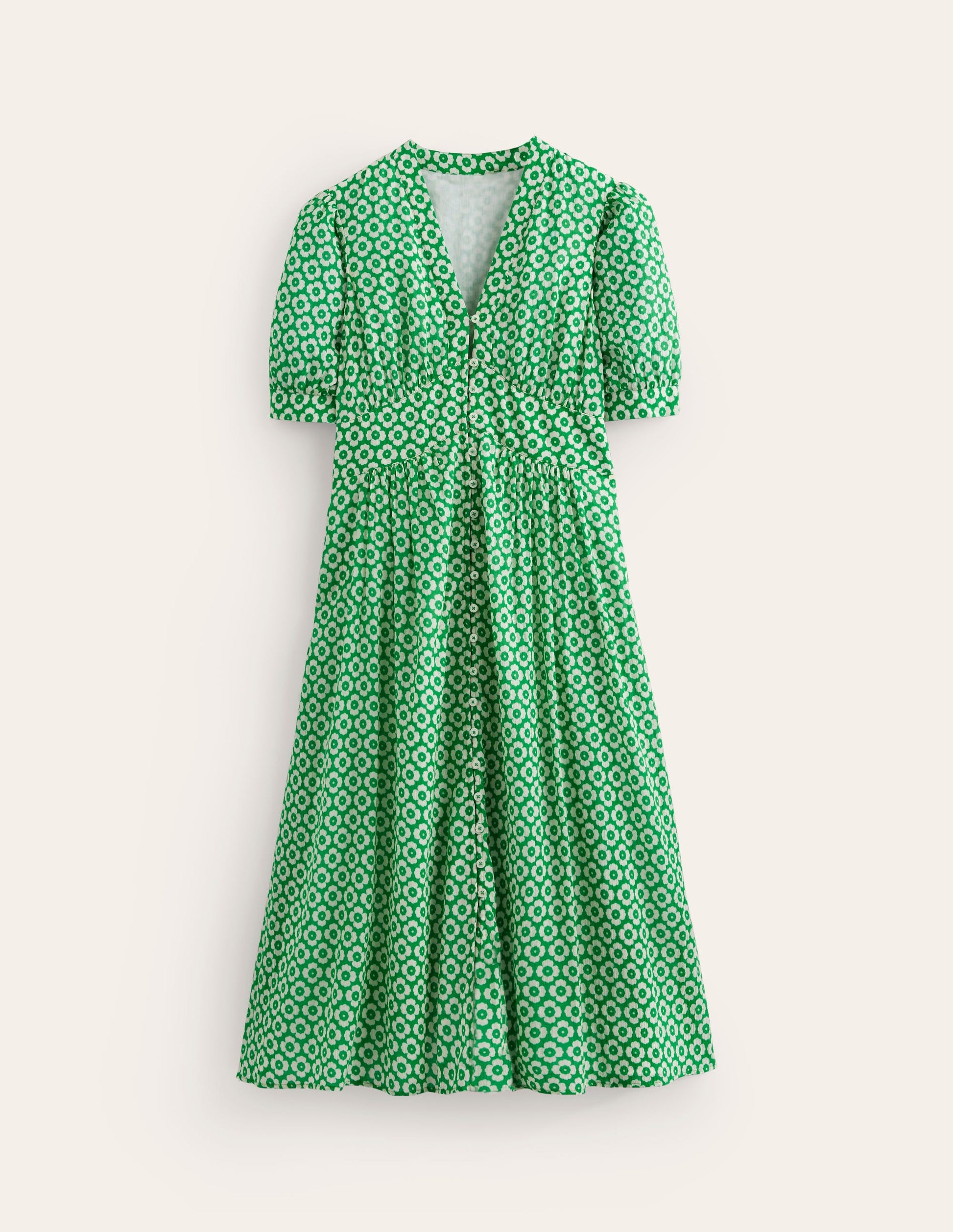 Elsa Crinkle Midi Tea Dress-Green Tambourine, Primrose-7
