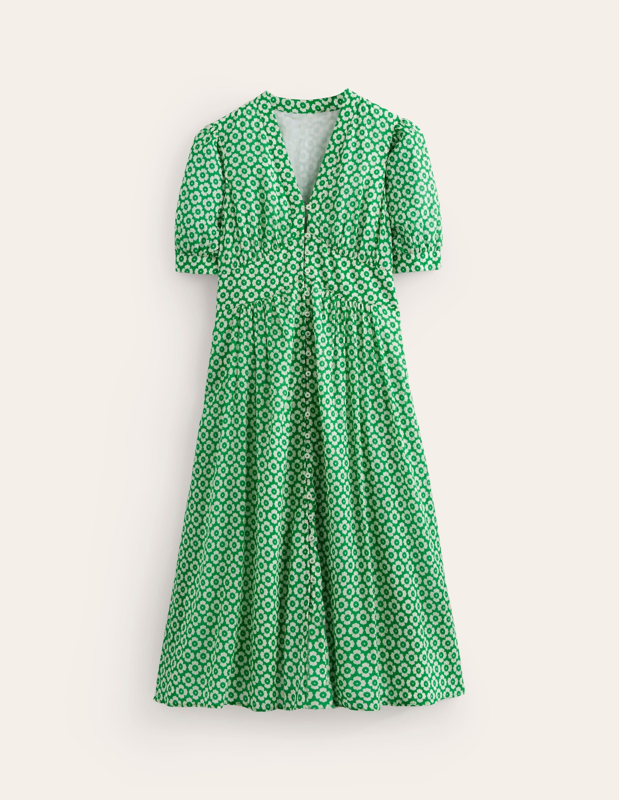 Elsa Crinkle Midi Tea Dress-Green Tambourine, Primrose - Image 7