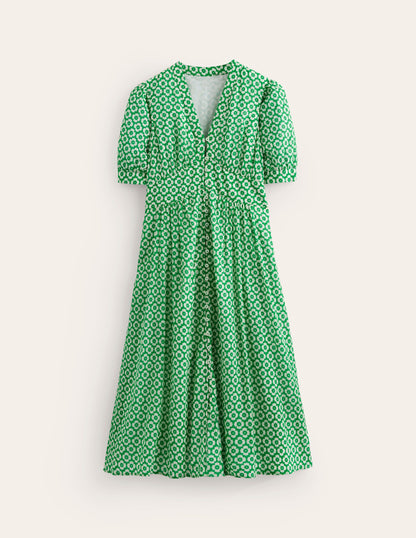 Elsa Crinkle Midi Tea Dress-Green Tambourine, Primrose-7