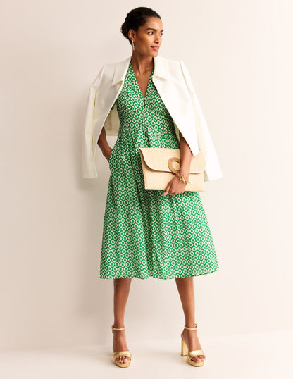 Elsa Crinkle Midi Tea Dress-Green Tambourine, Primrose-6