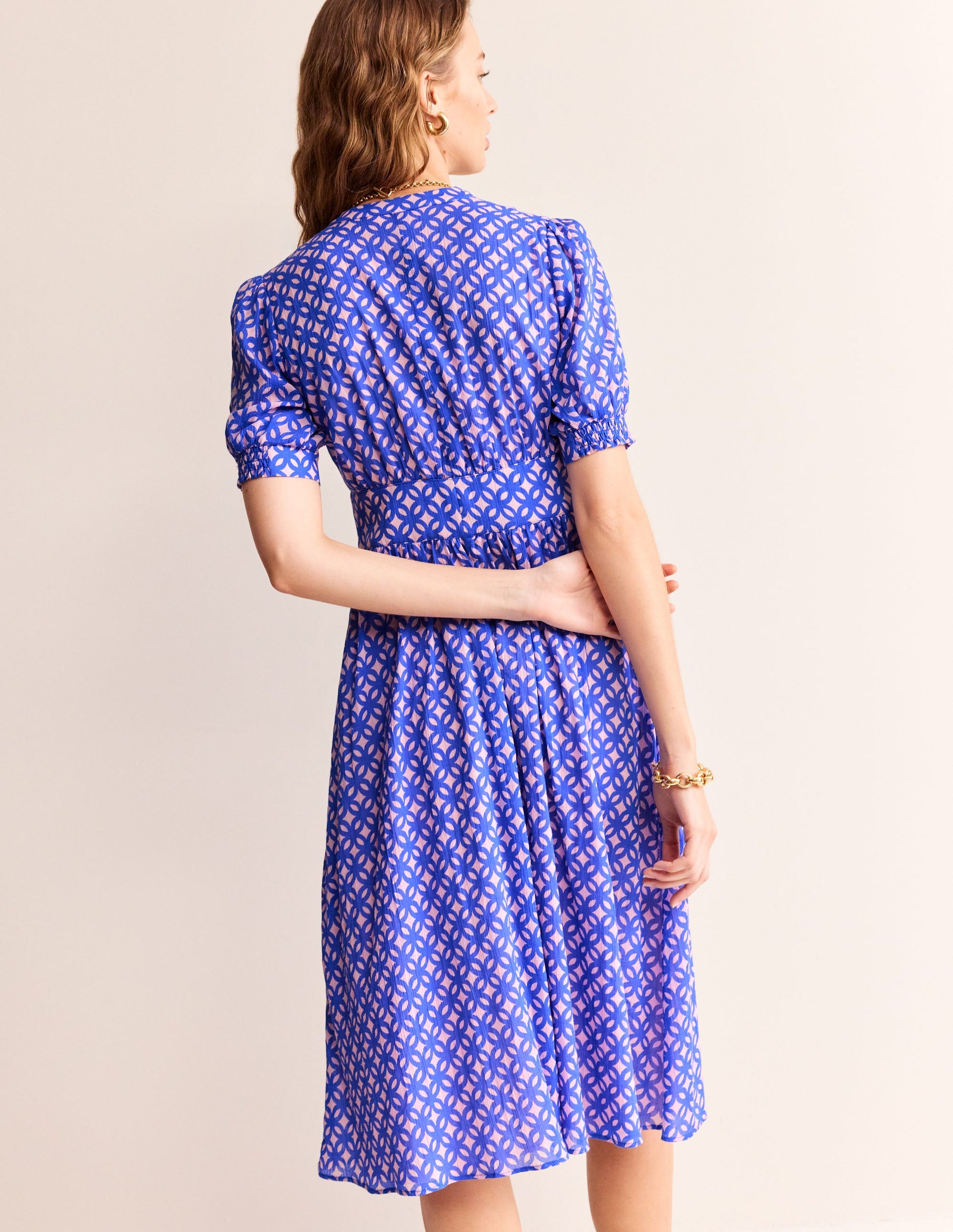 Elsa Crinkle Midi Tea Dress-Sweet Lilac, Trellis Geo-3