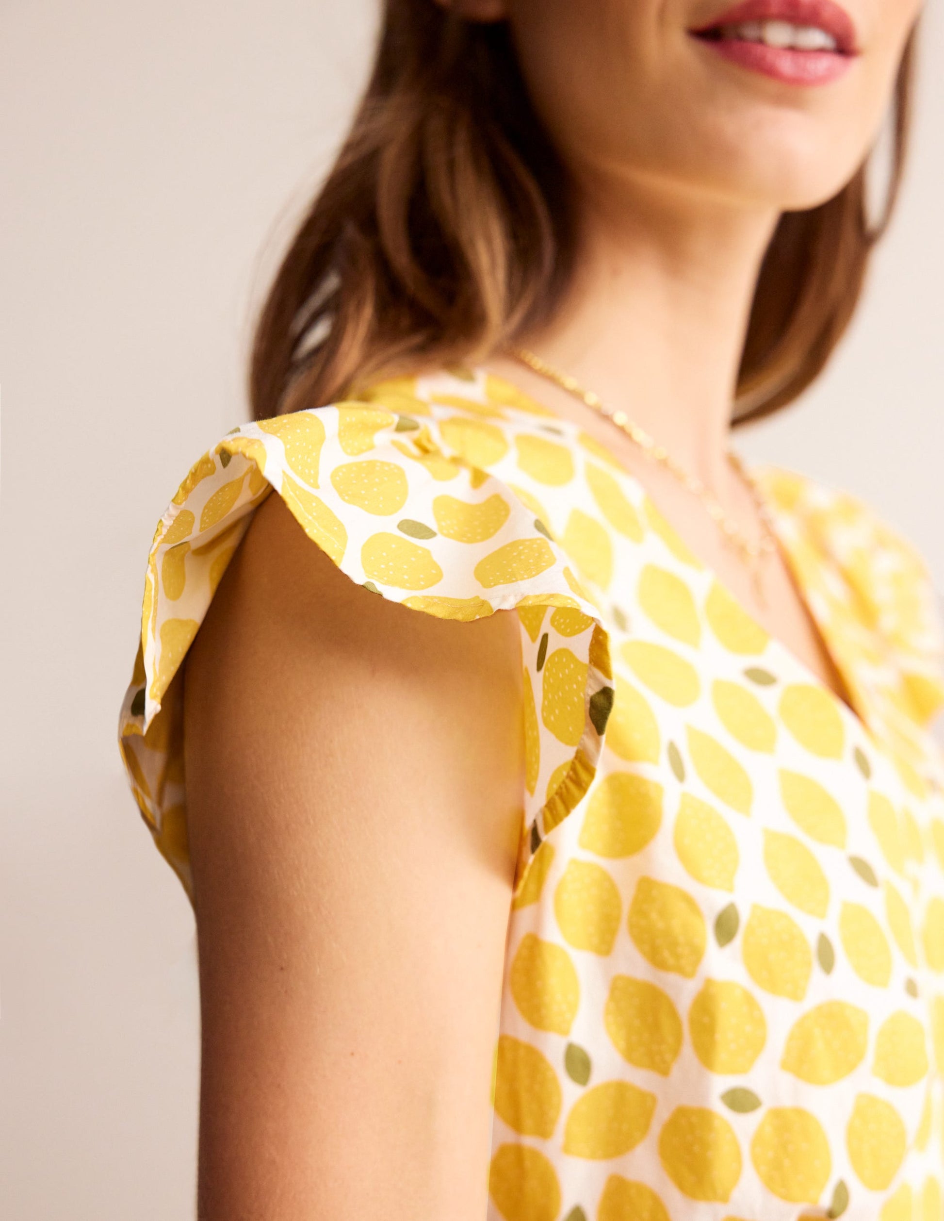 May Cotton Midi Tea Dress-Passionfruit, Lemons-2