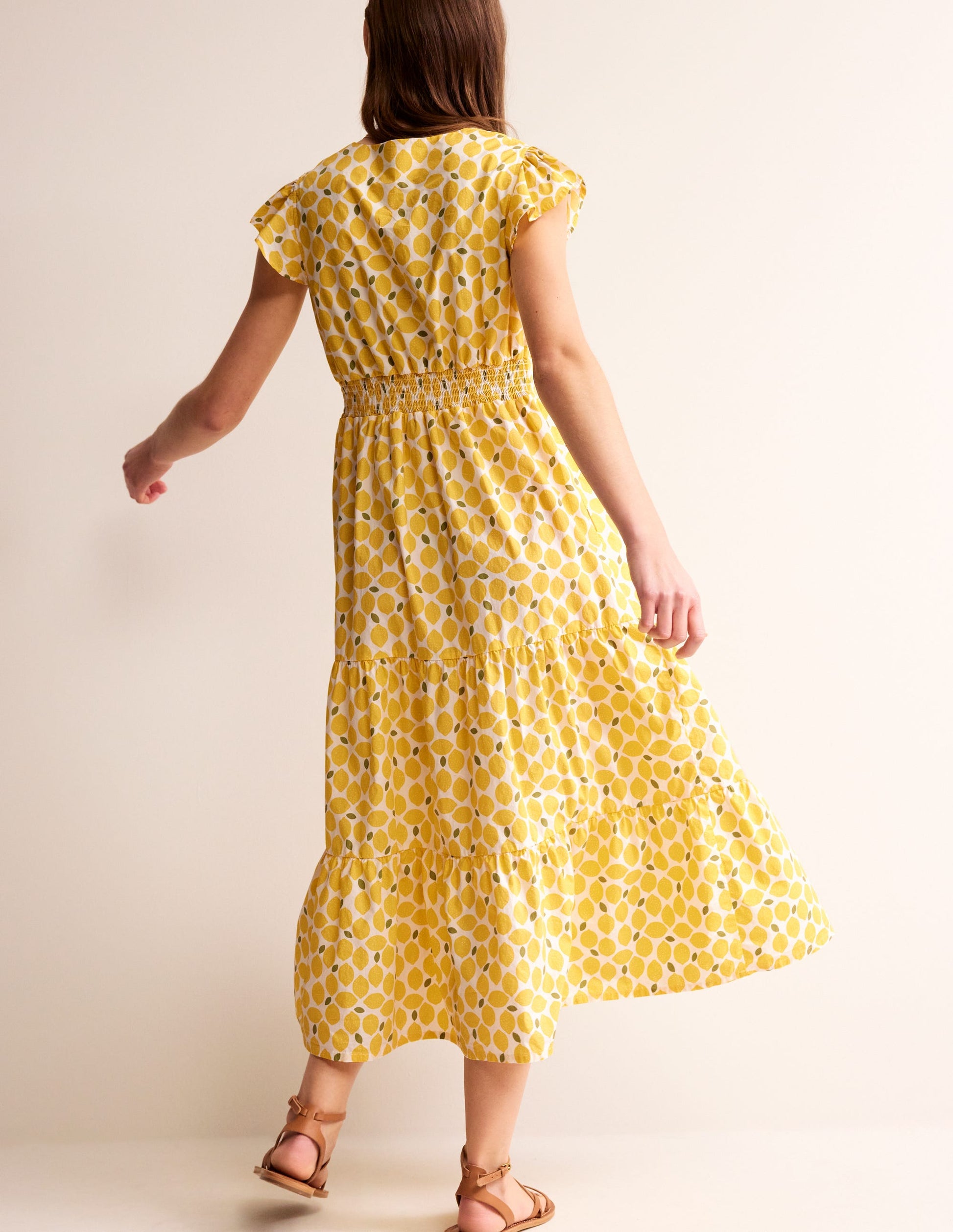 May Cotton Midi Tea Dress-Passionfruit, Lemons-3