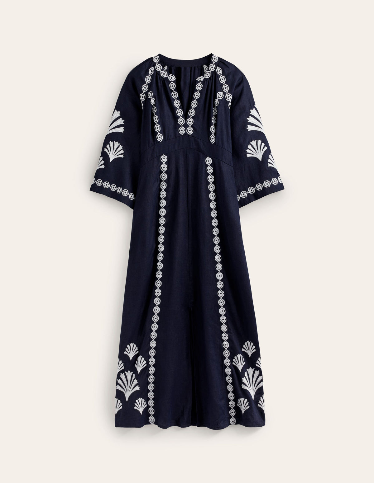 Una Linen Midi Dress-Navy - Image 8