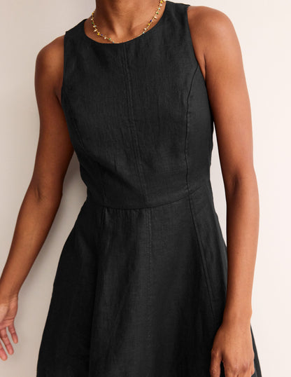 Carla Linen Short Dress-Black-2
