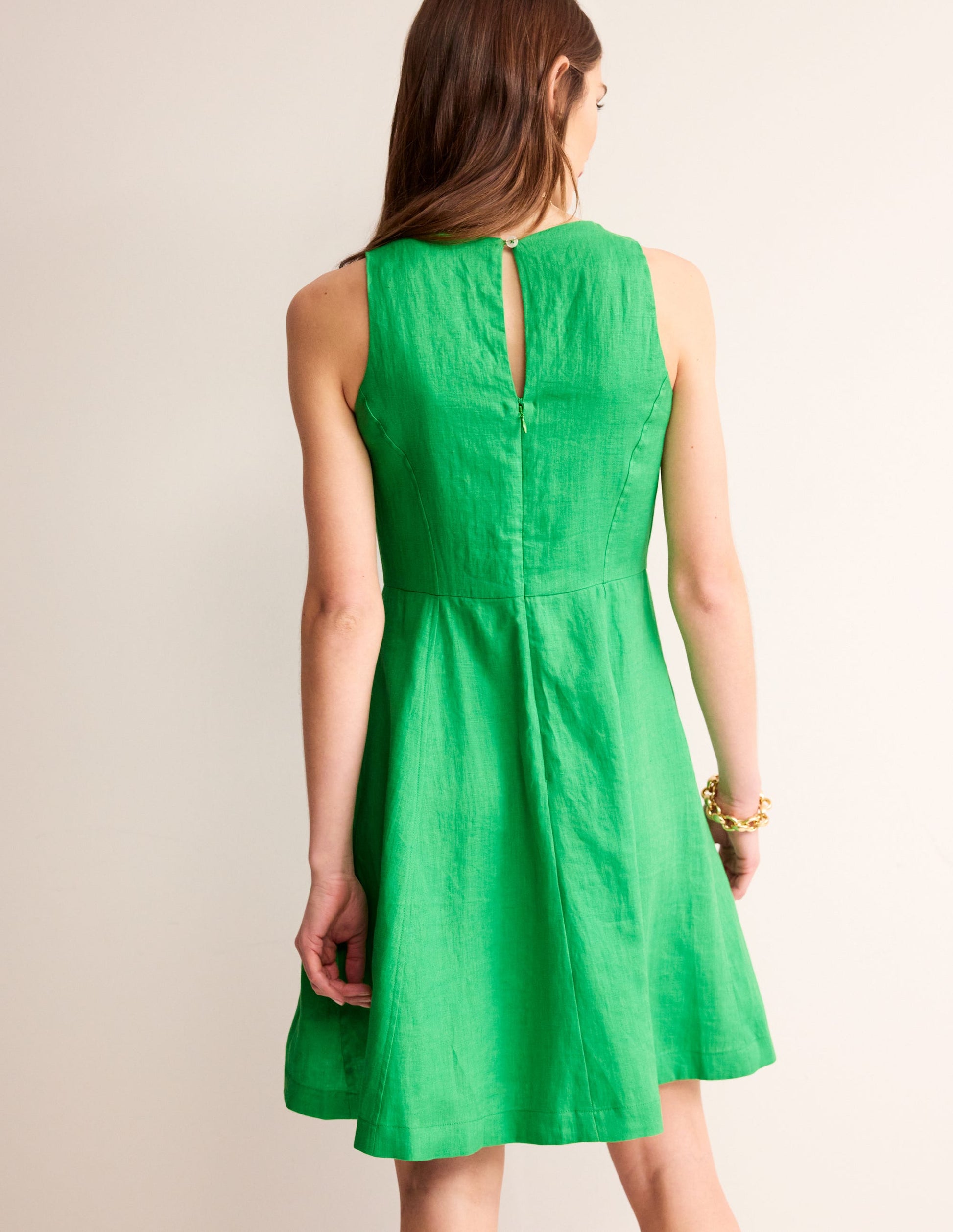 Carla Linen Short Dress-Kelly Green-3