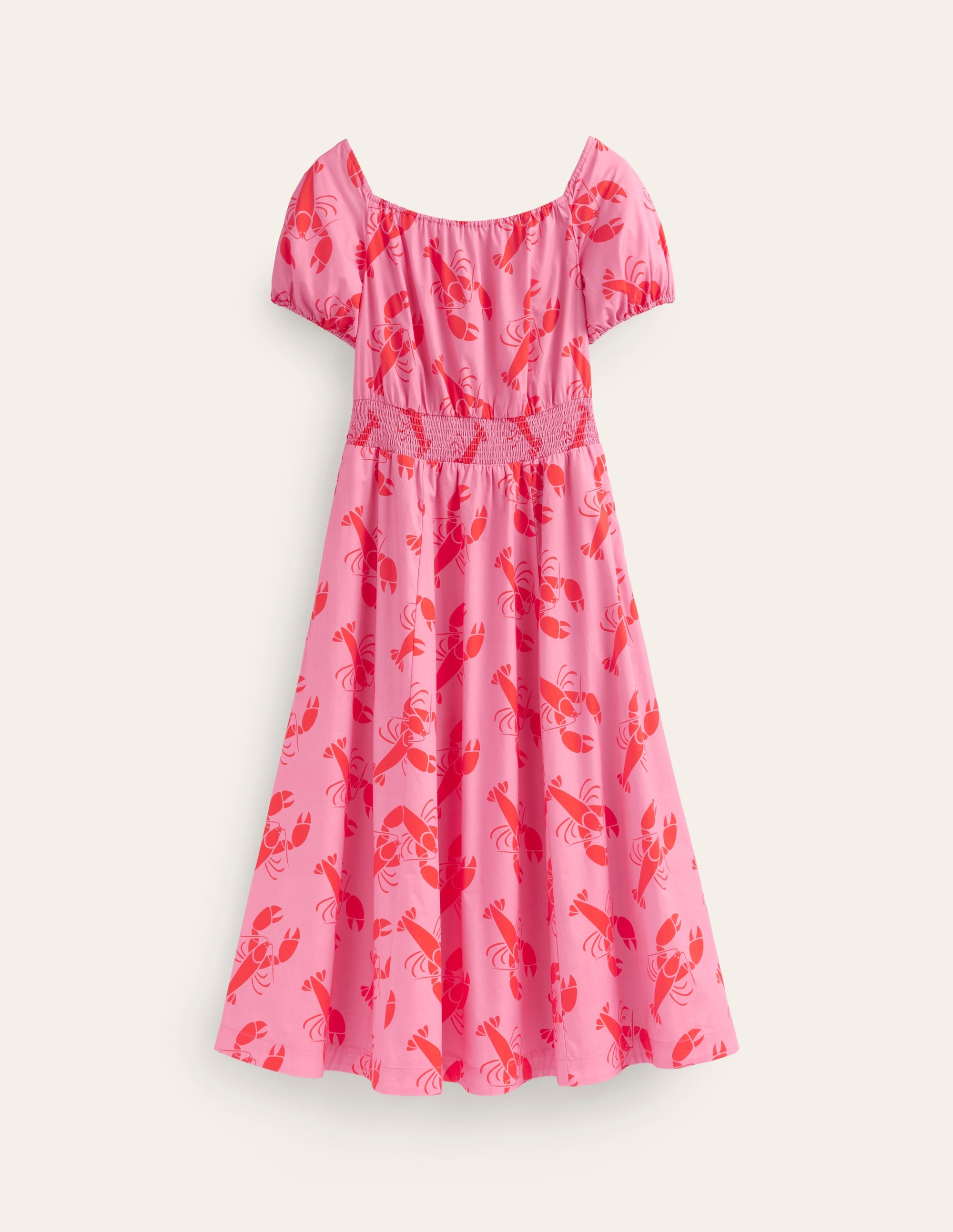Amber Cotton Midi Dress-Cashmere Rose, Lobster - Image 6