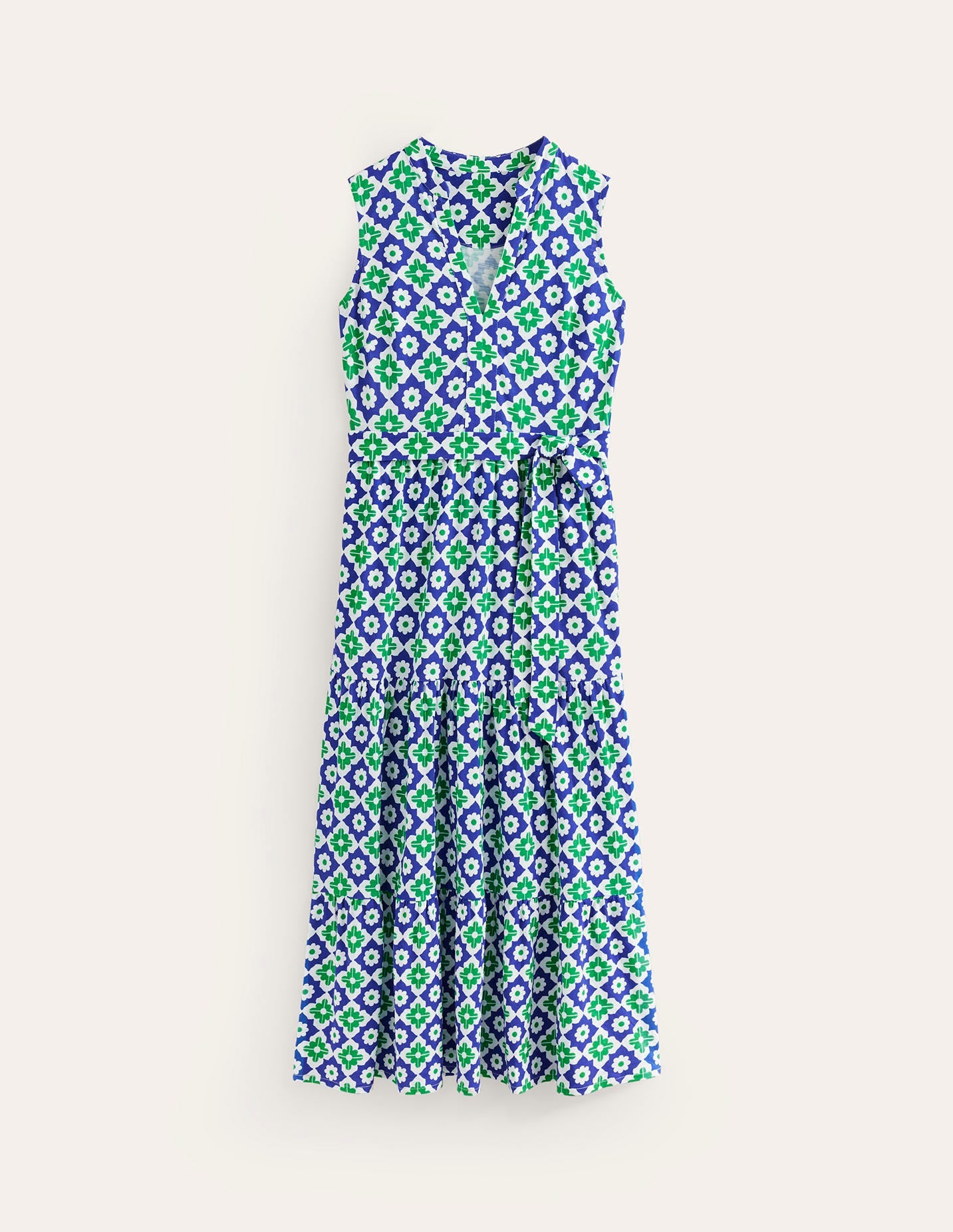 Naomi Notch Collar Maxi Dress-Green Tambourine, Geo Stamp - Image 6