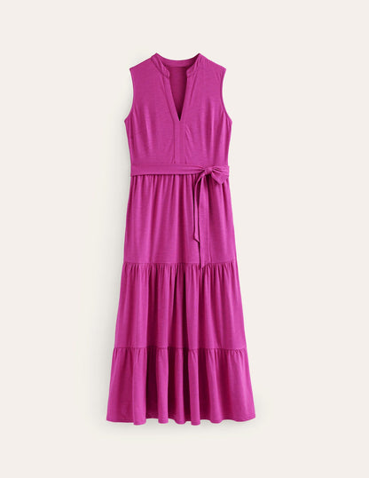 Naomi Notch Collar Maxi Dress-Rose Violet-5