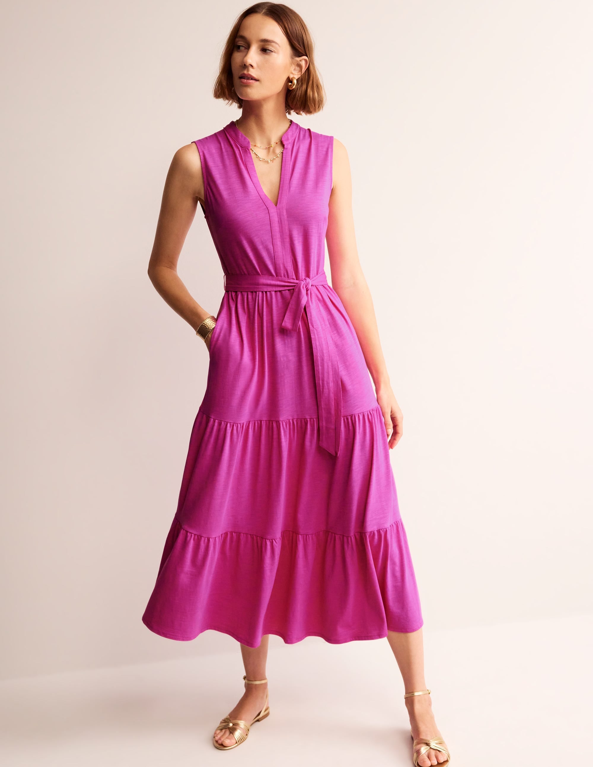 Naomi Notch Collar Maxi Dress-Rose Violet - Image 4