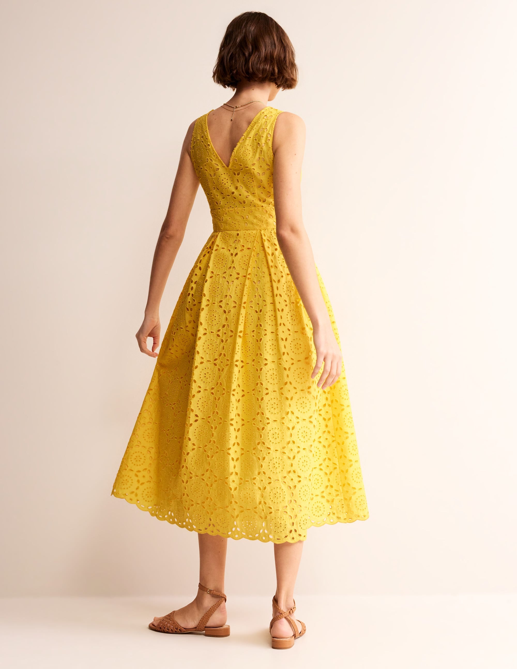 Broderie Occasion Midi Dress-Vibrant Yellow - Image 3