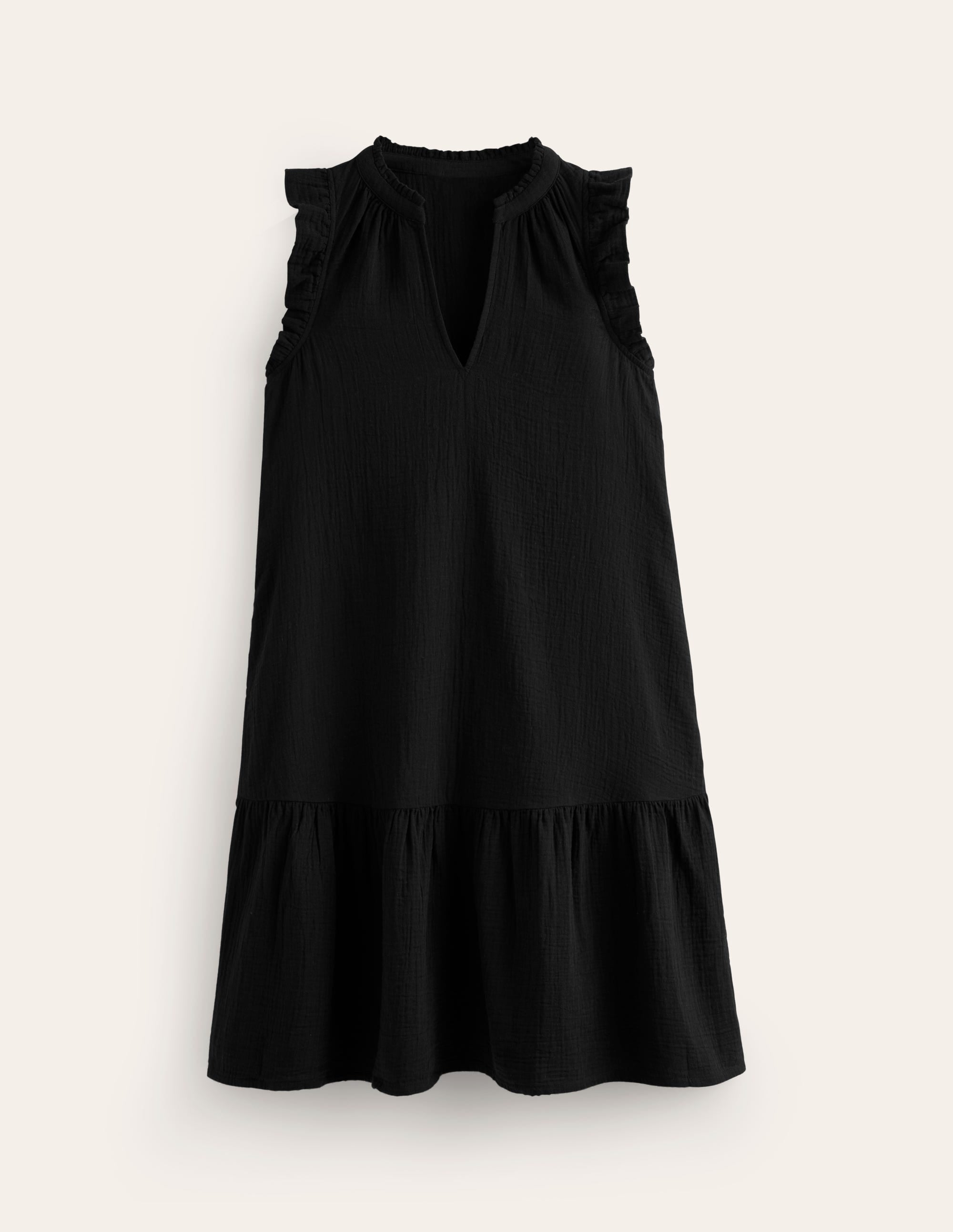 Daisy Double Cloth Short Dress-Black - Image 5