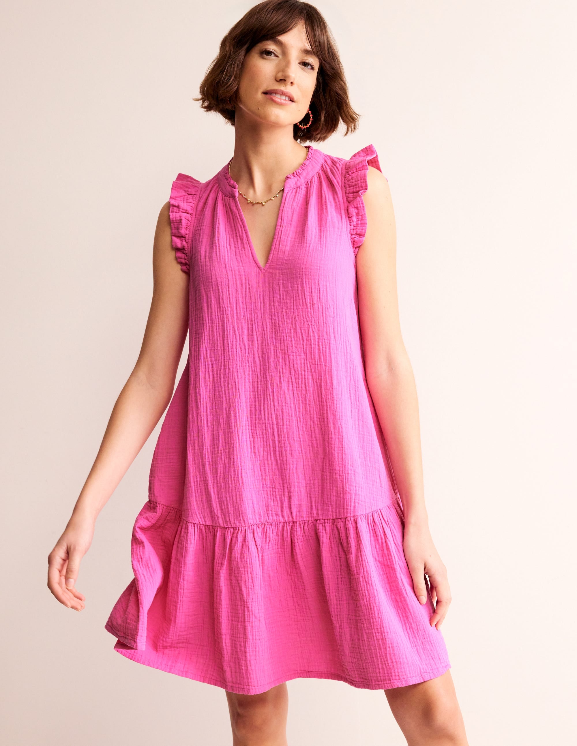Daisy Double Cloth Short Dress-Pop Pansy | Boden AU