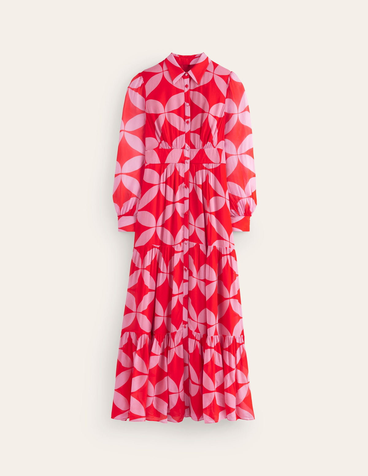 Occasion Maxi Shirt Dress-Flame Scarlet, Diamond Terrace-6