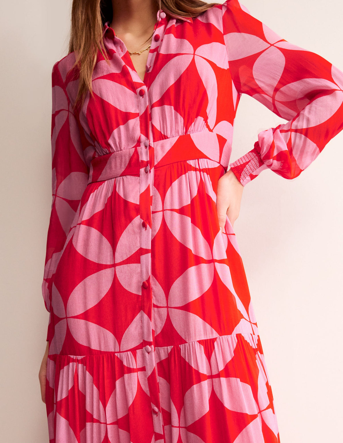 Occasion Maxi Shirt Dress-Flame Scarlet, Diamond Terrace - Image 2
