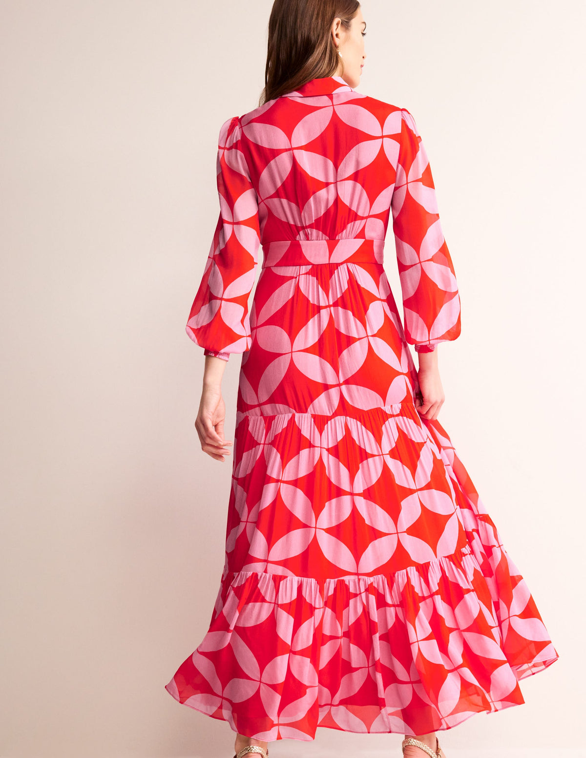 Occasion Maxi Shirt Dress-Flame Scarlet, Diamond Terrace - Image 3