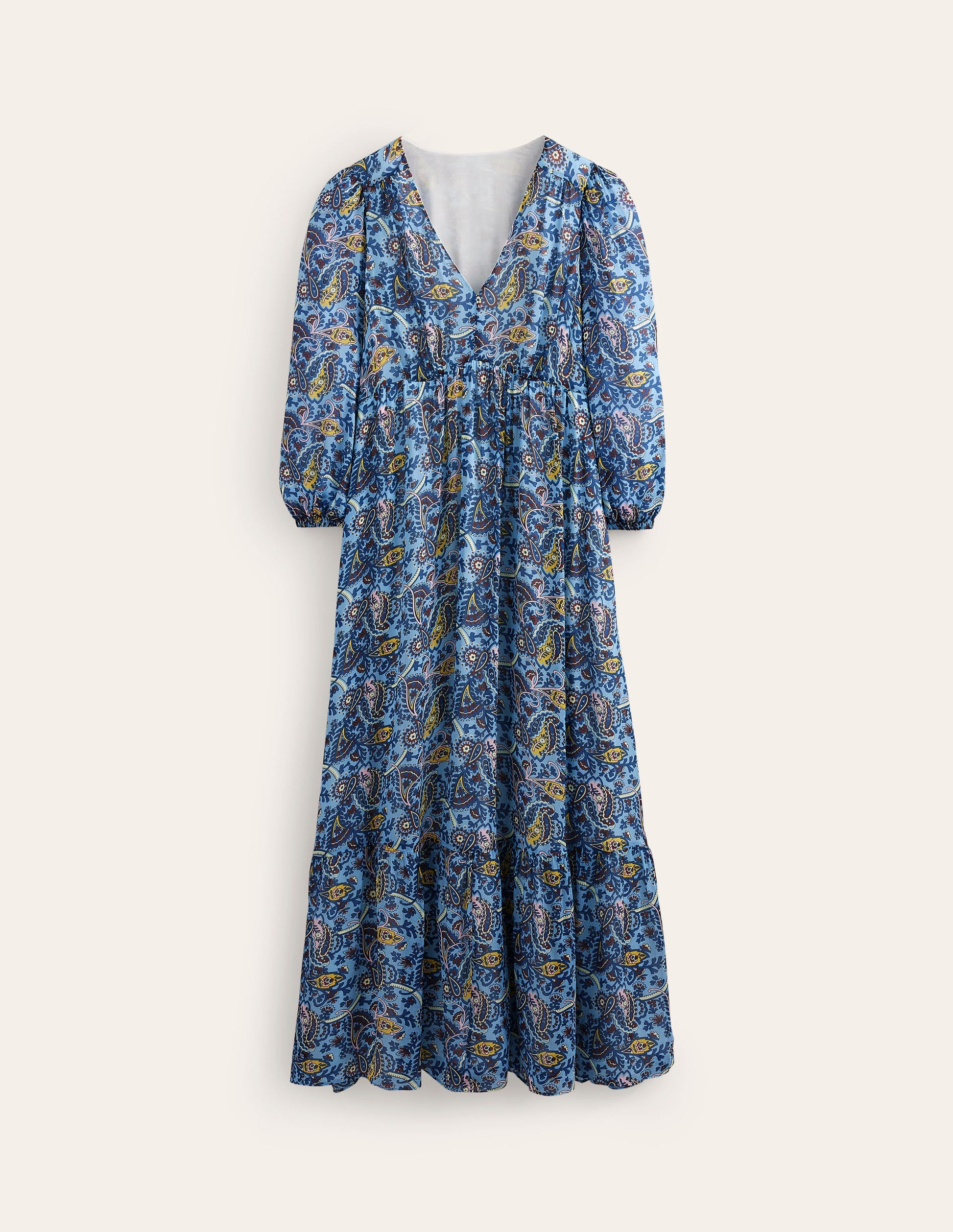V Neck Puff Maxi Dress-Air Blue, Fantastical Small-6