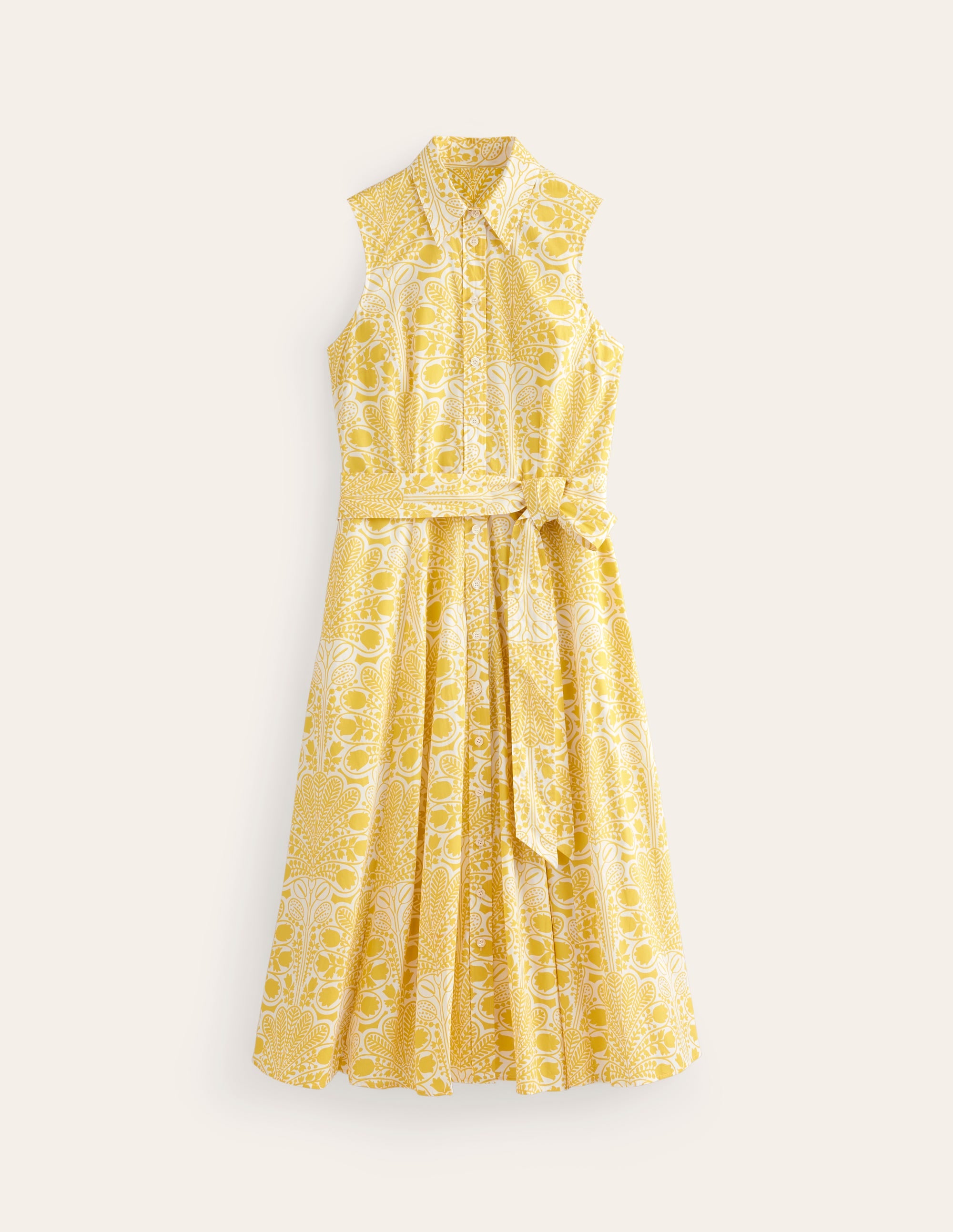 Amy Sleeveless Shirt Dress-Passionfruit, Gardenia Swirl - Image 6