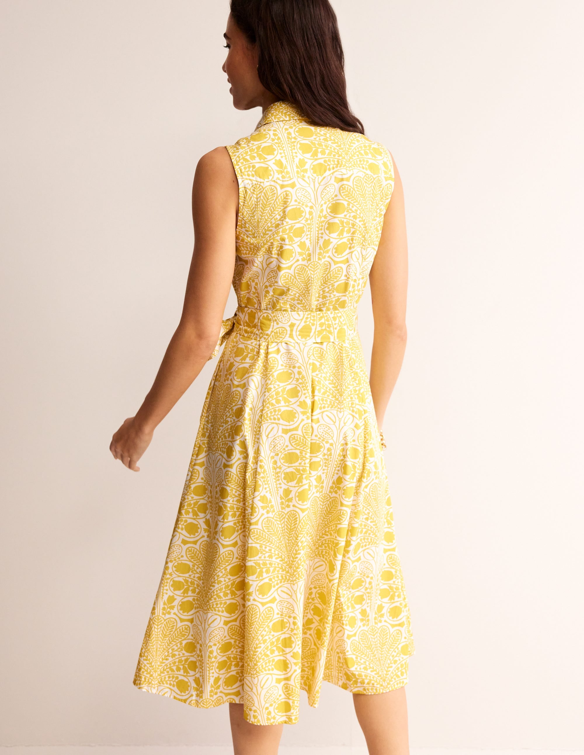 Amy Sleeveless Shirt Dress-Passionfruit, Gardenia Swirl - Image 4