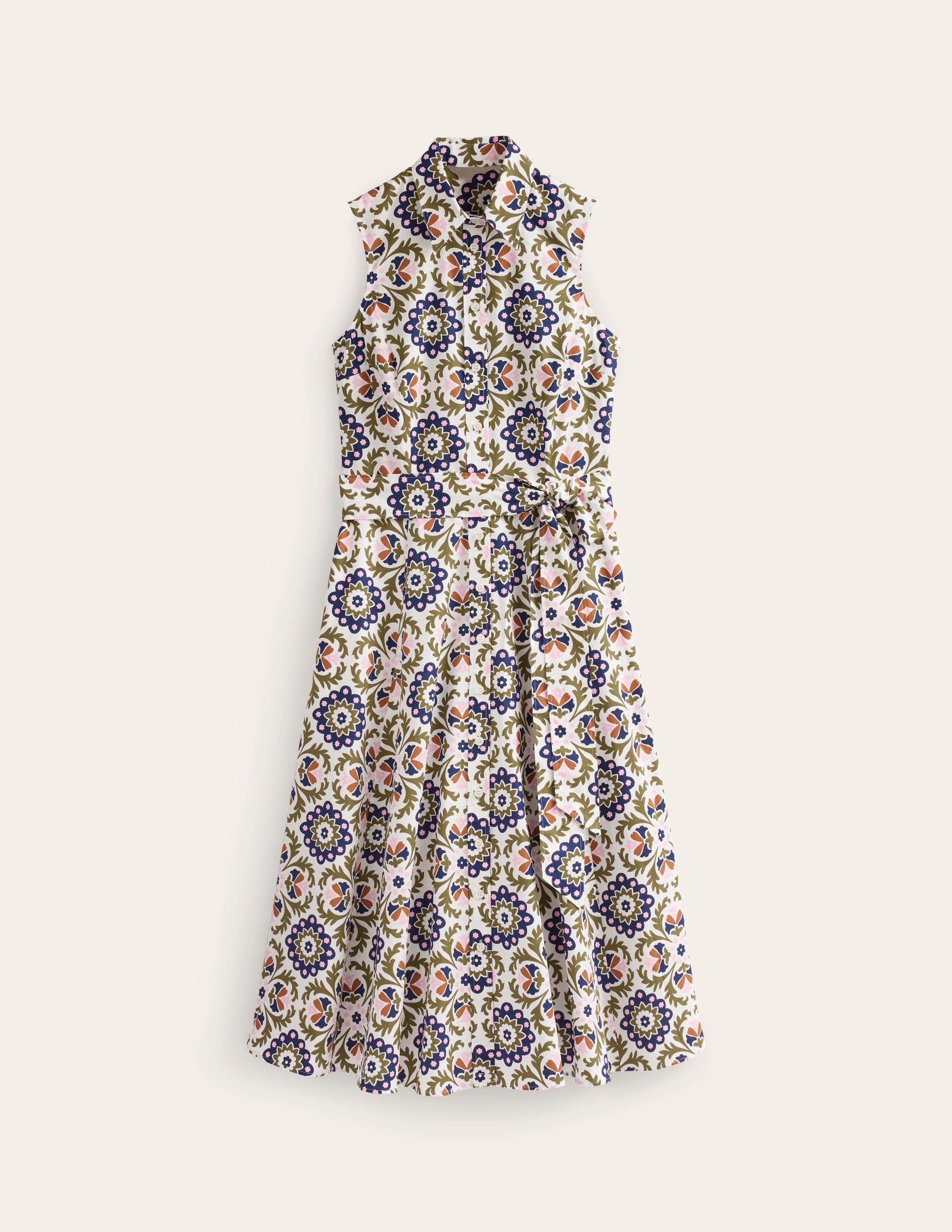 Amy Sleeveless Shirt Dress-Mayfly, Mosaic Bloom - Image 5