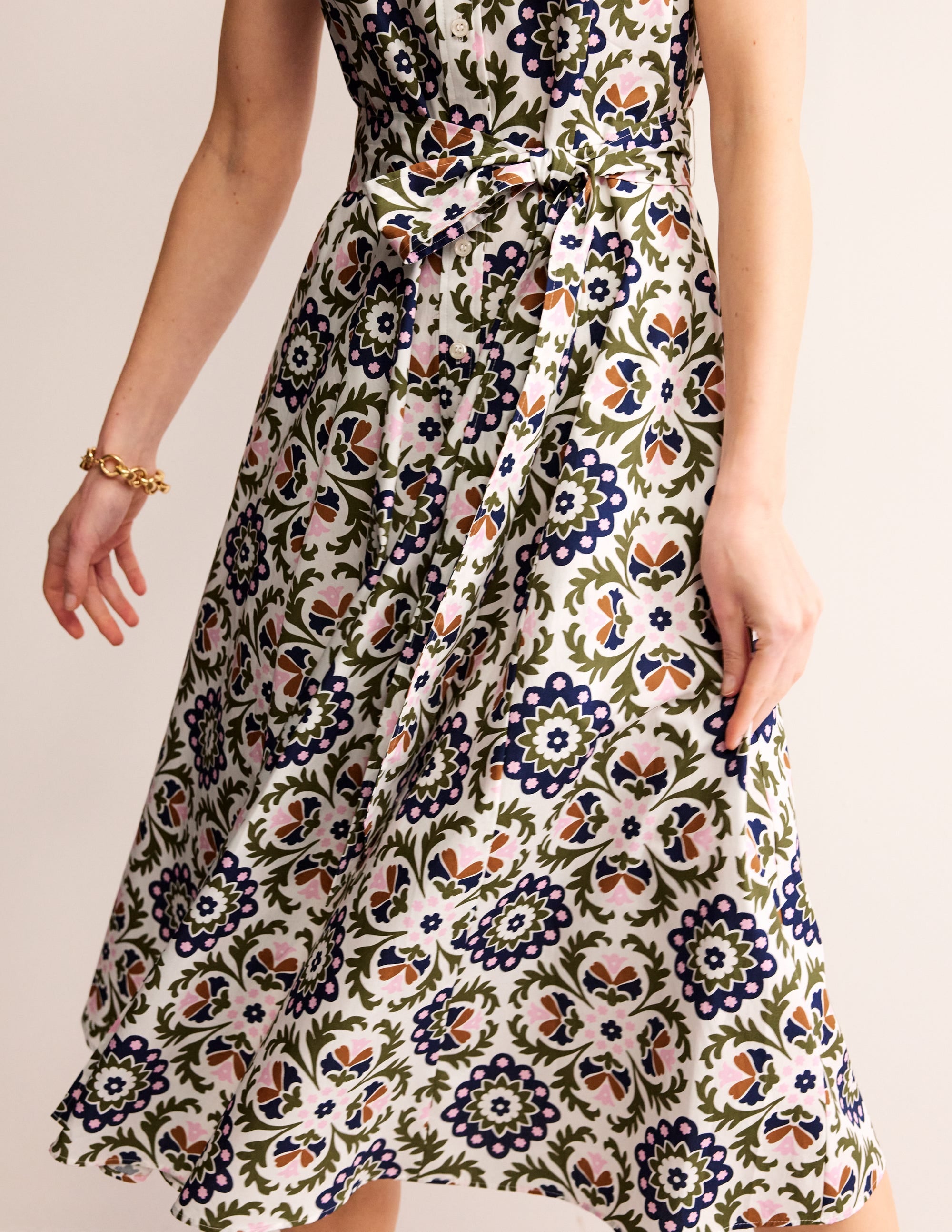 Amy Sleeveless Shirt Dress-Mayfly, Mosaic Bloom - Image 2