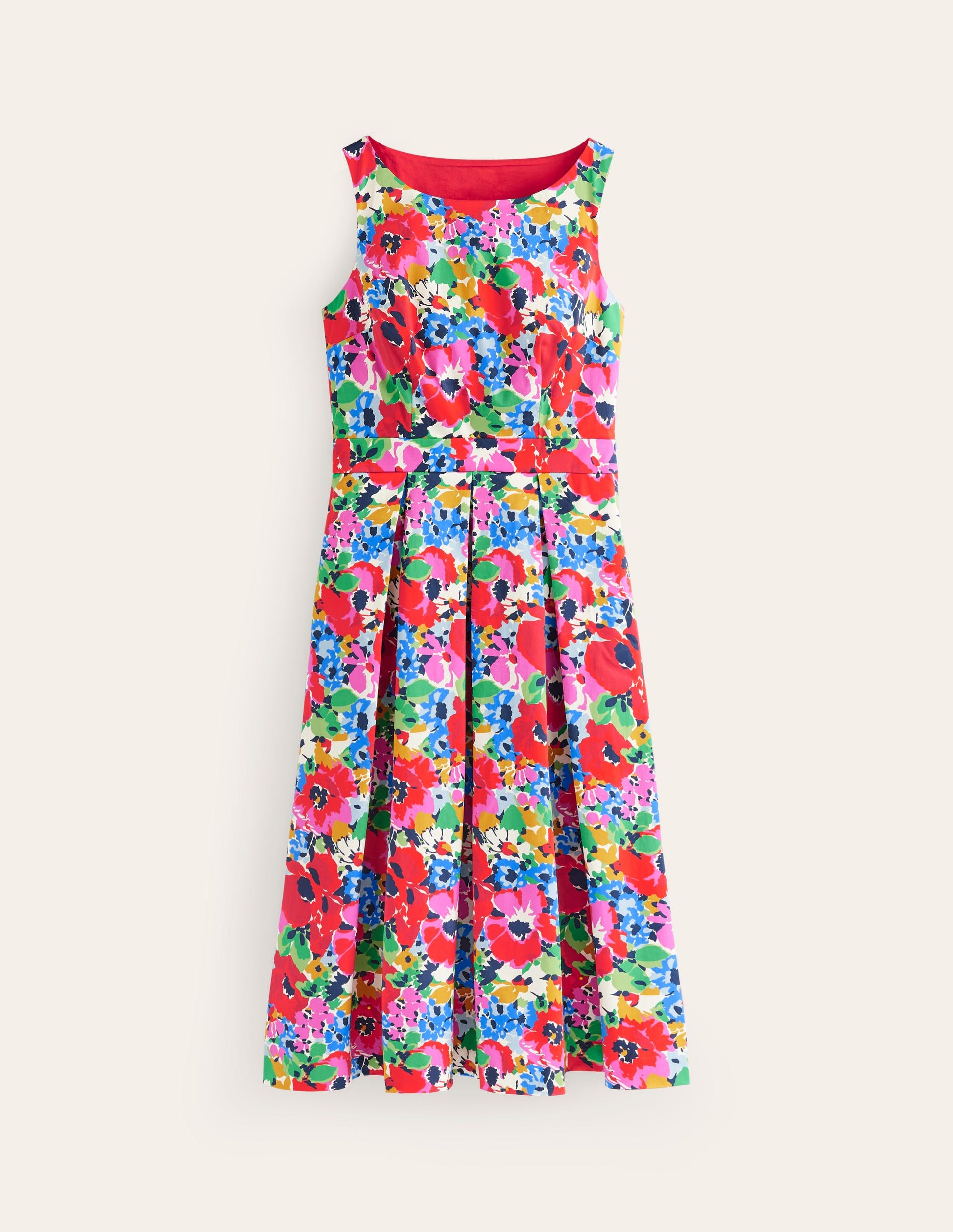 Sleeveless Pleat Midi Dress-Multi, Wild Poppy Large-7