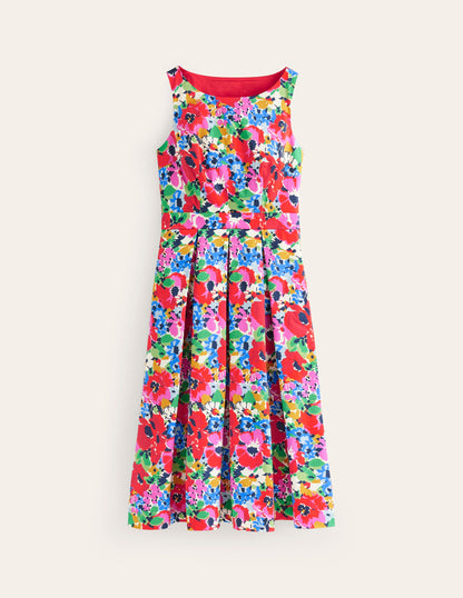 Sleeveless Pleat Midi Dress-Multi, Wild Poppy Large-7