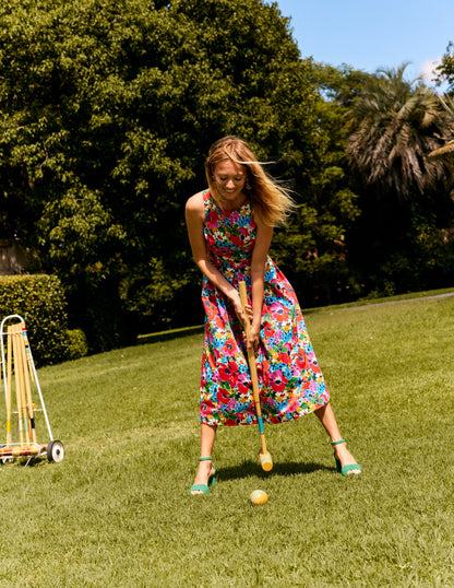 Sleeveless Pleat Midi Dress-Multi, Wild Poppy Large-5