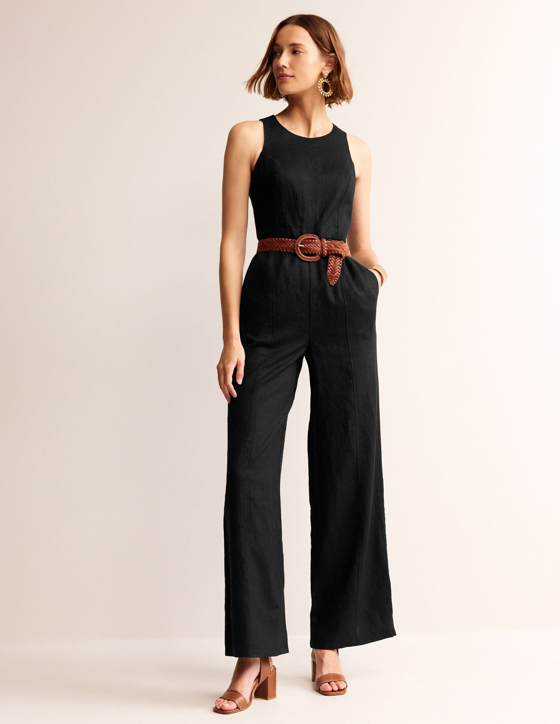 Carla Linen Jumpsuit-Black-4