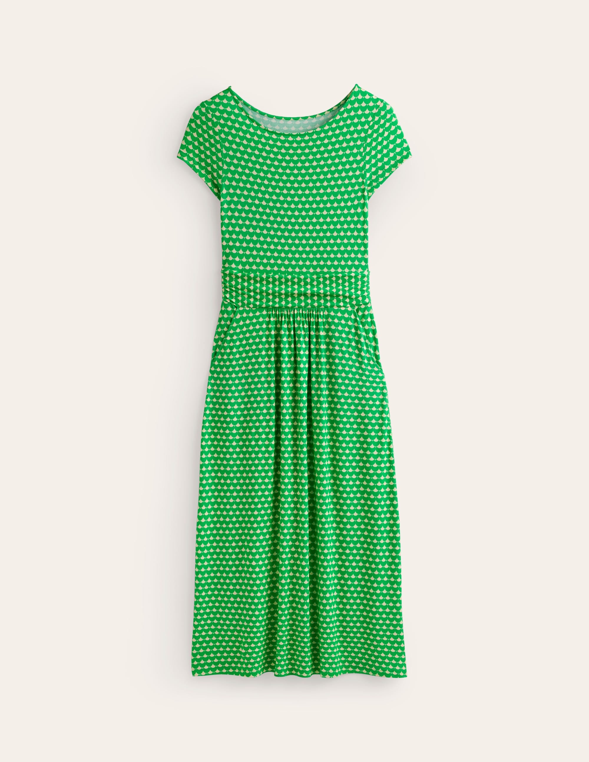 Amelie Jersey Midi Dress-Kelly Green, Crescent Stamp - Image 5