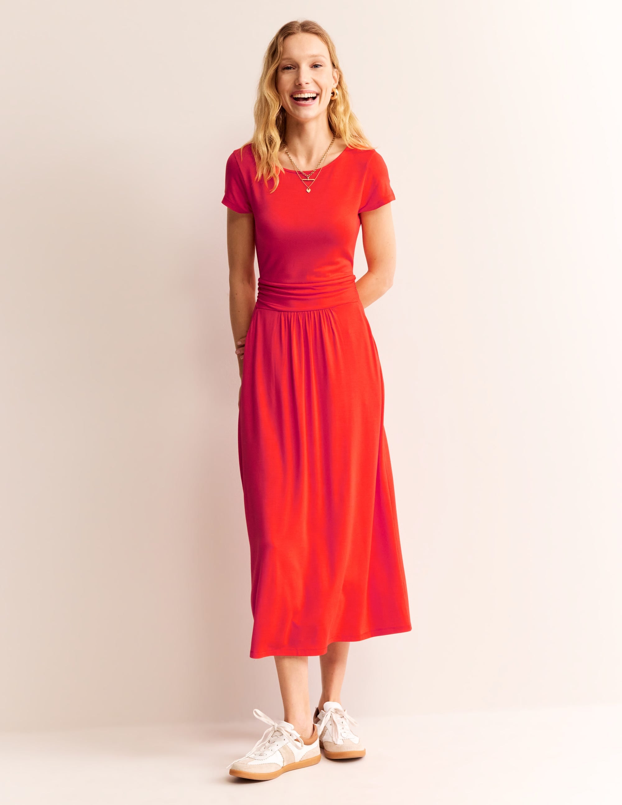 Amelie Jersey Midi Dress-Poppy Red - Image 1