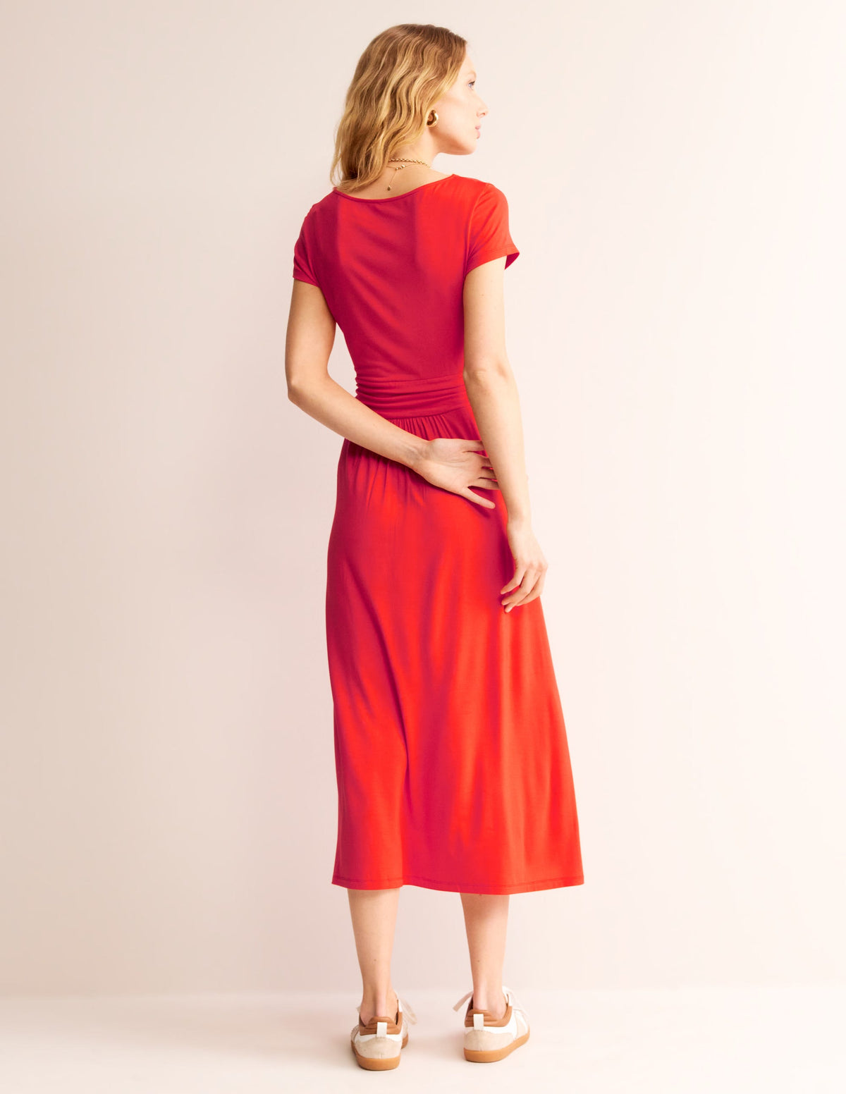 Amelie Jersey Midi Dress-Poppy Red - Image 3