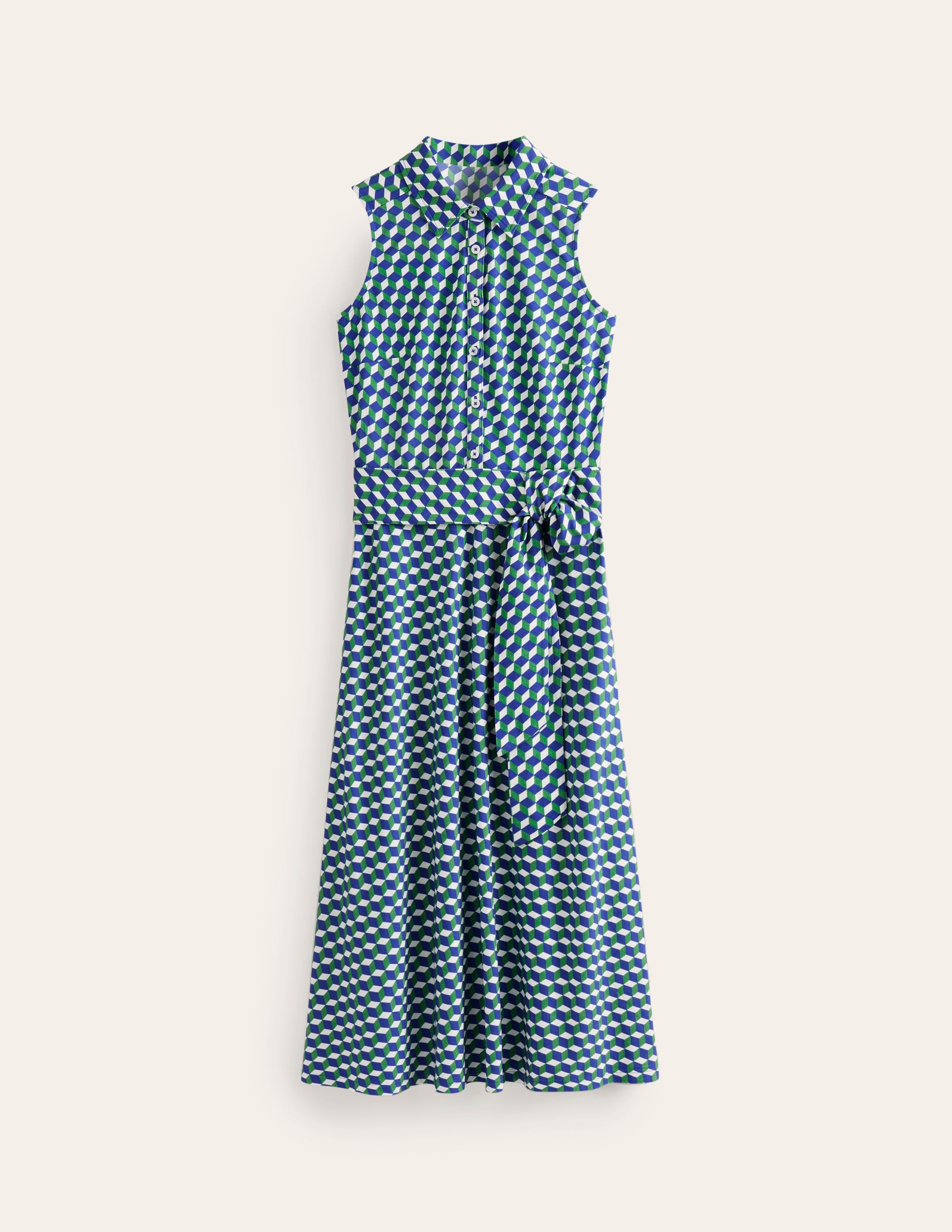 Laura Sleeveless Shirt Dress-Kelly Green, Diamond Cube - Image 5