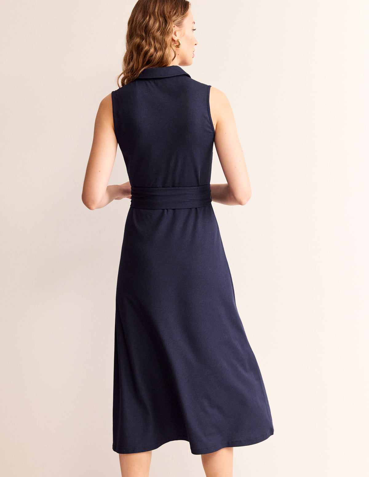 Laura Sleeveless Shirt Dress-Indigo - Image 4