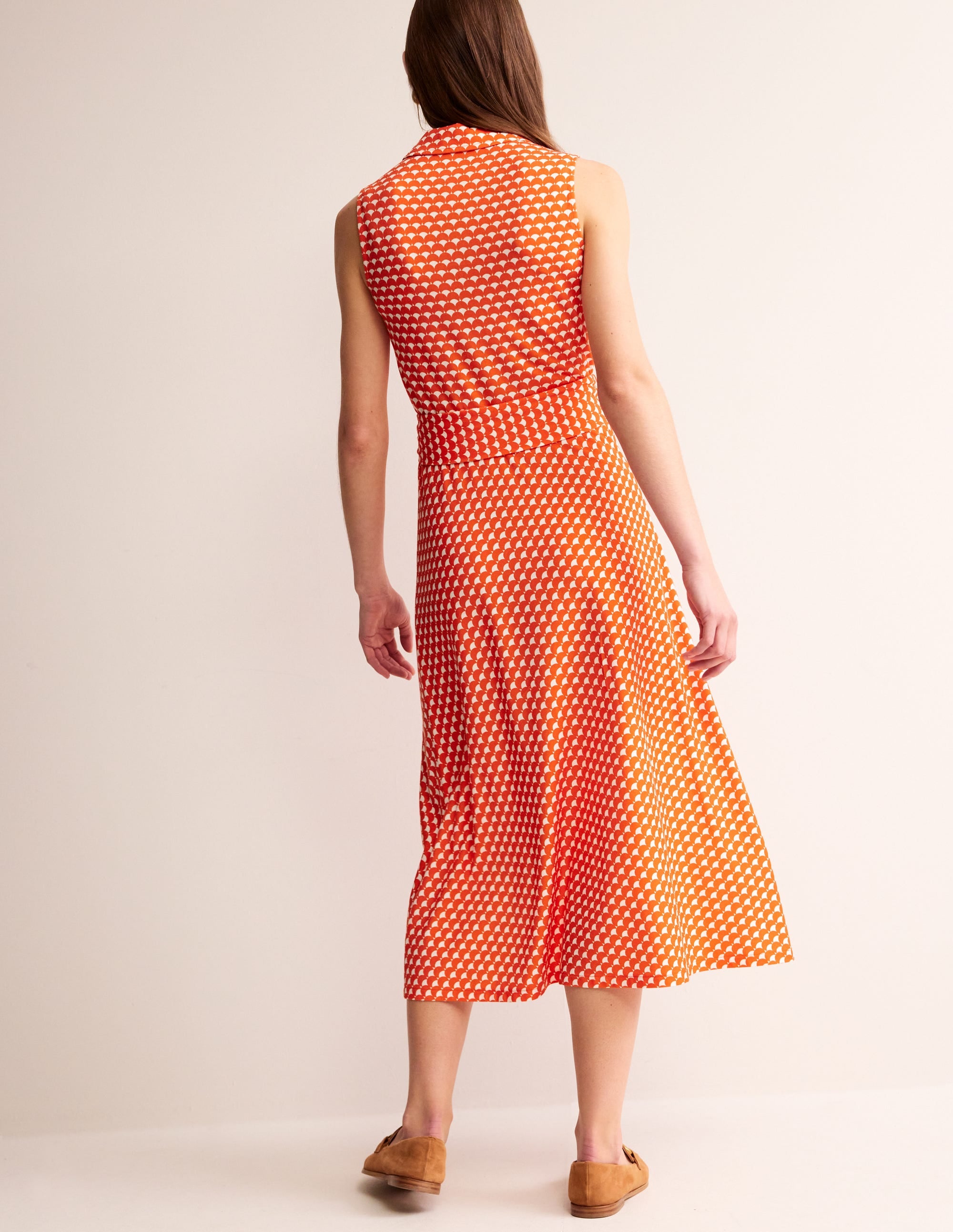 Laura Sleeveless Shirt Dress-Mandarin, Crescent Stamp - Image 3