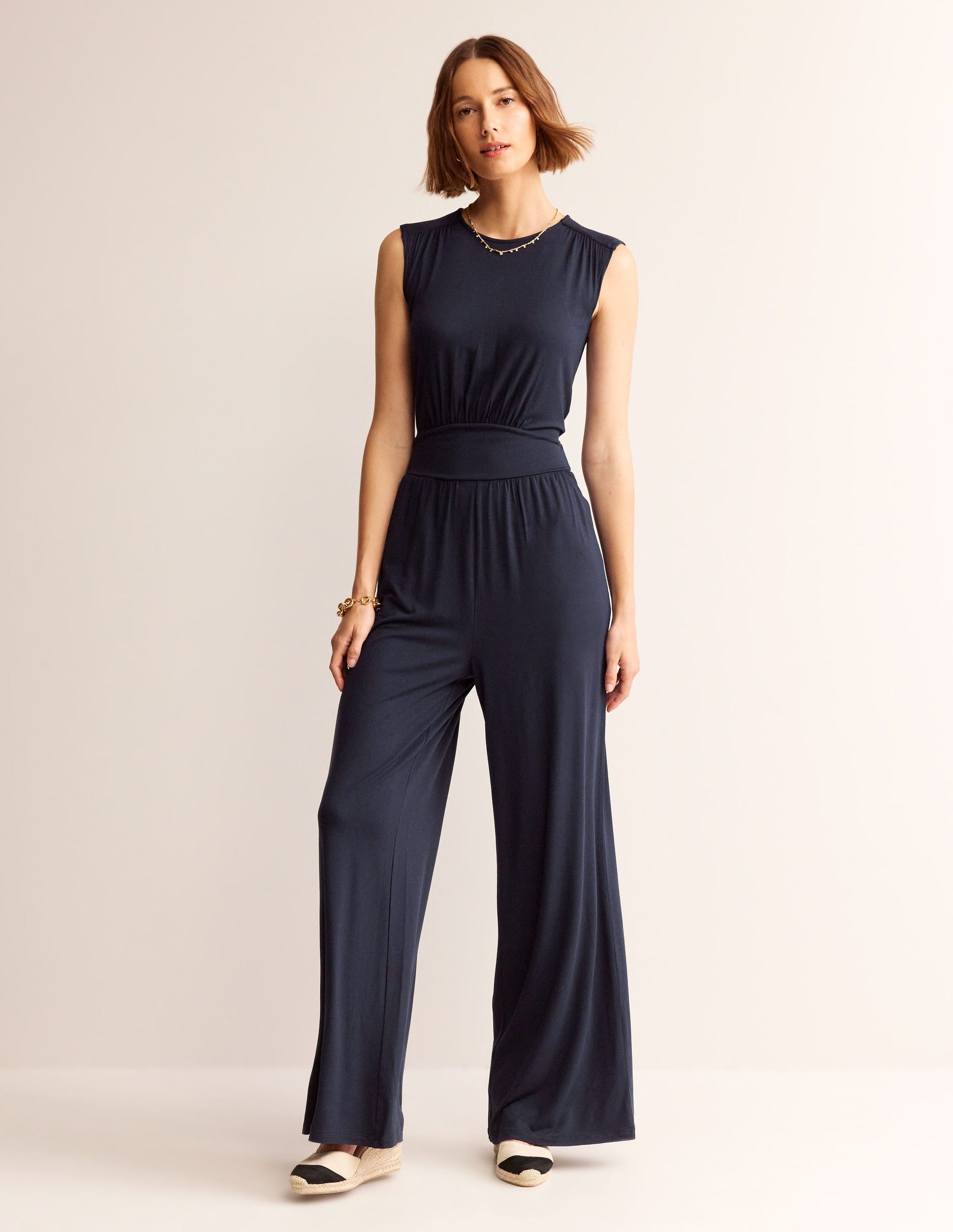 Thea Jersey Jumpsuit-Navy-1