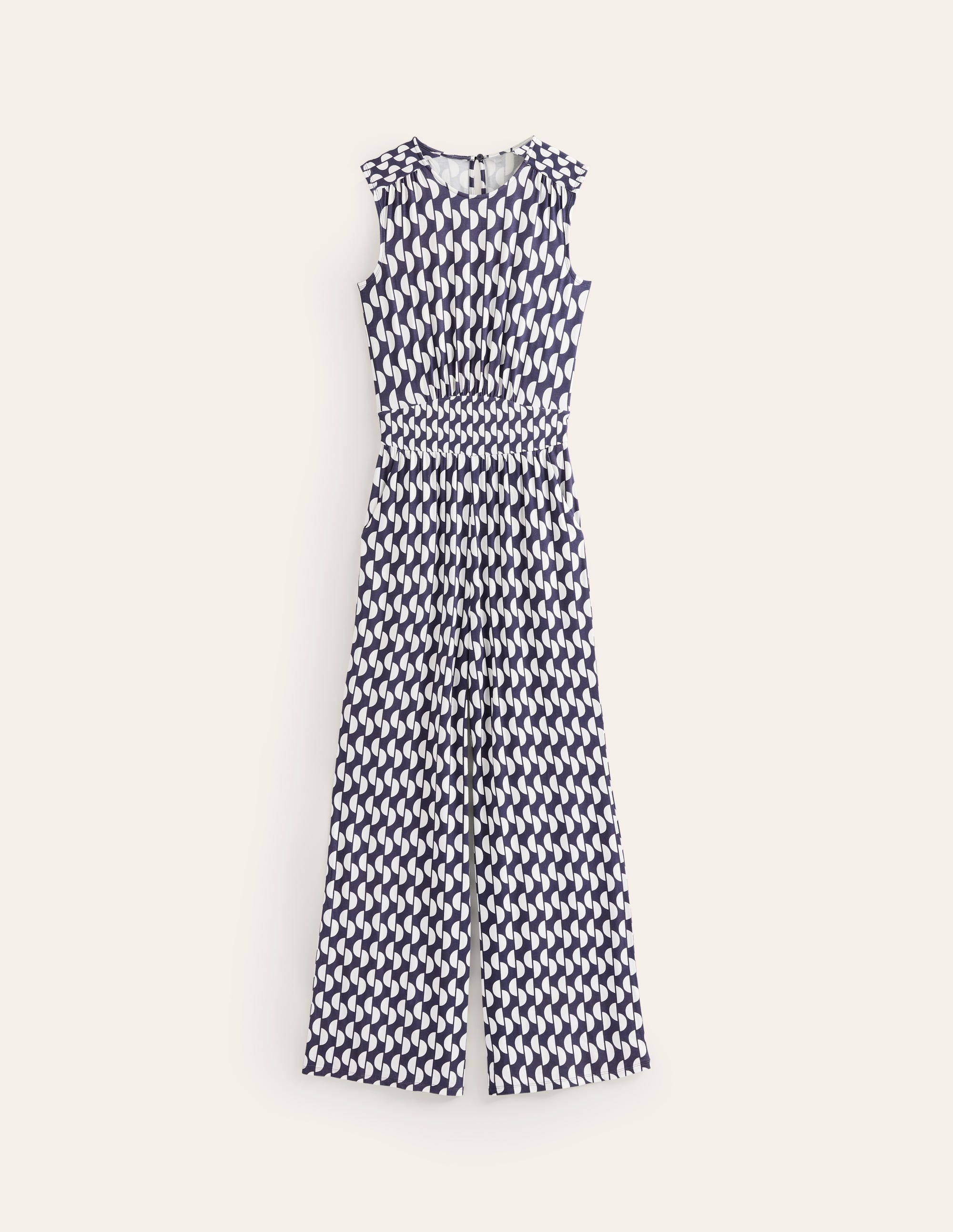 Thea Jersey Jumpsuit-Navy, Geo Wave - Image 5