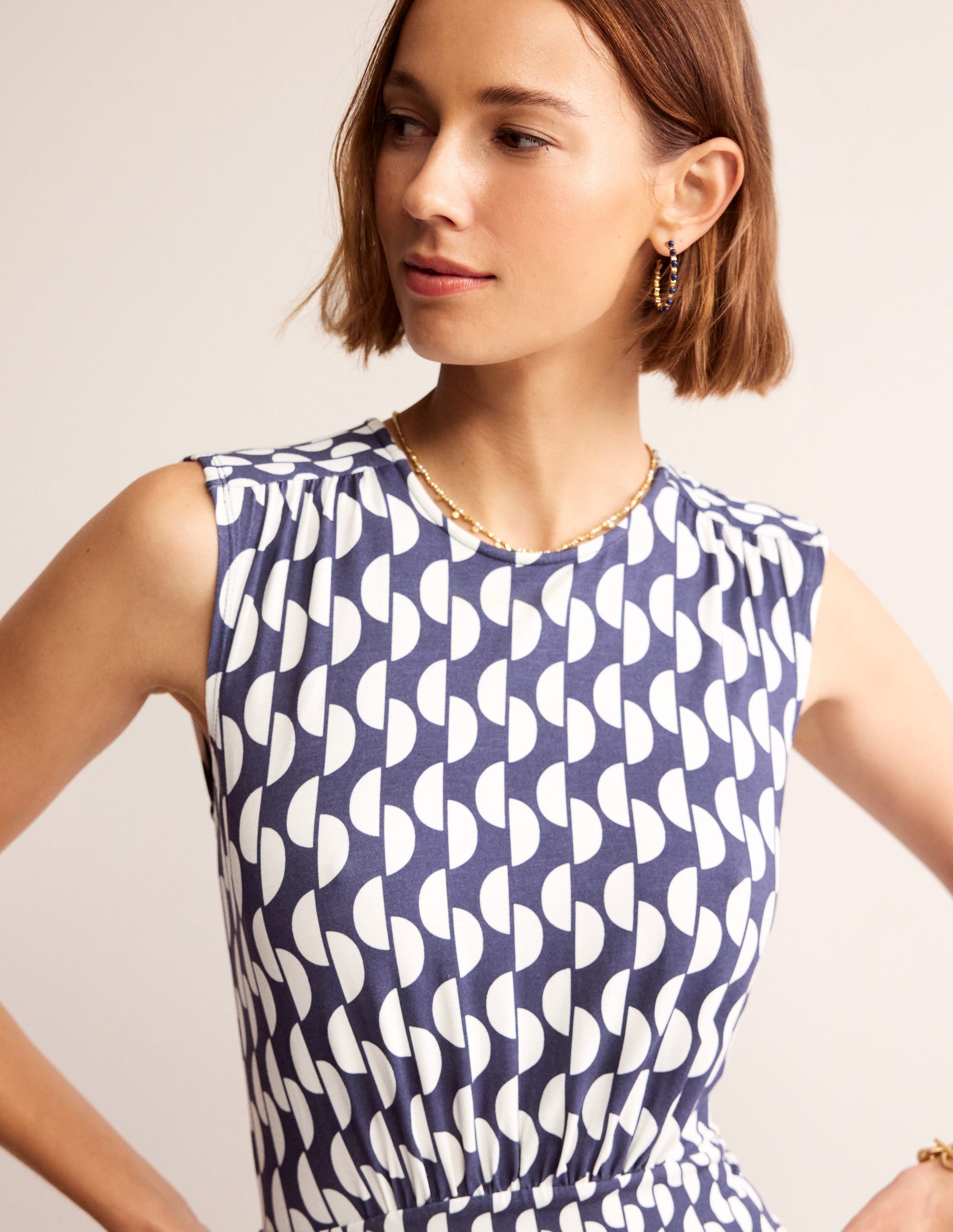 Thea Jersey Jumpsuit-Navy, Geo Wave-2