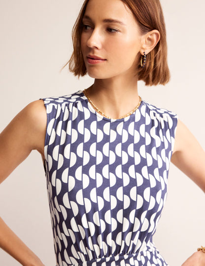 Thea Jersey Jumpsuit-Navy, Geo Wave-2